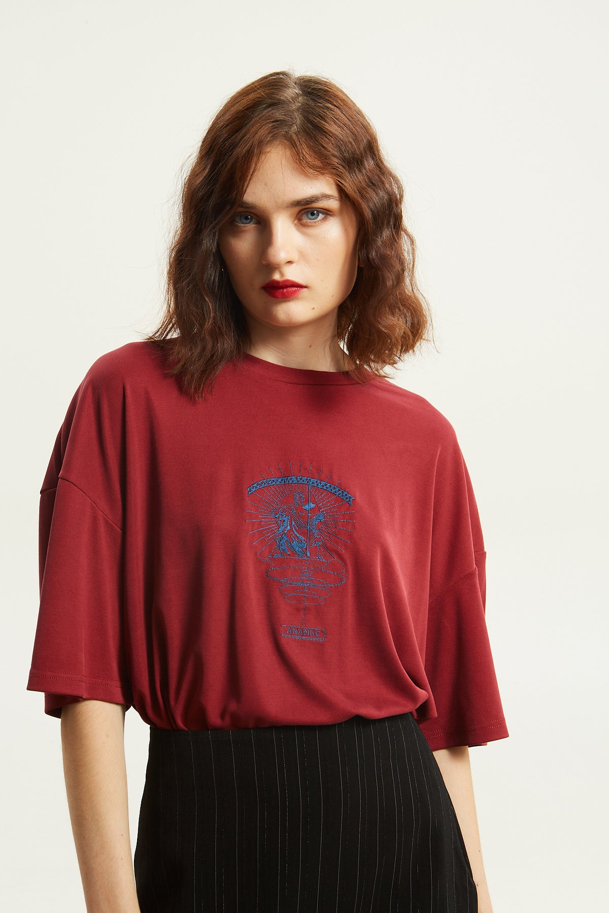 Ananke goddess bordeaux t-shirt
