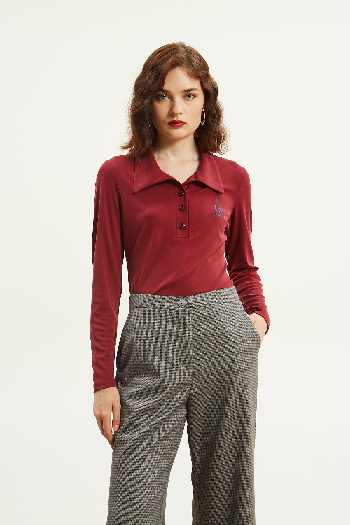 Nina polo bordeaux top
