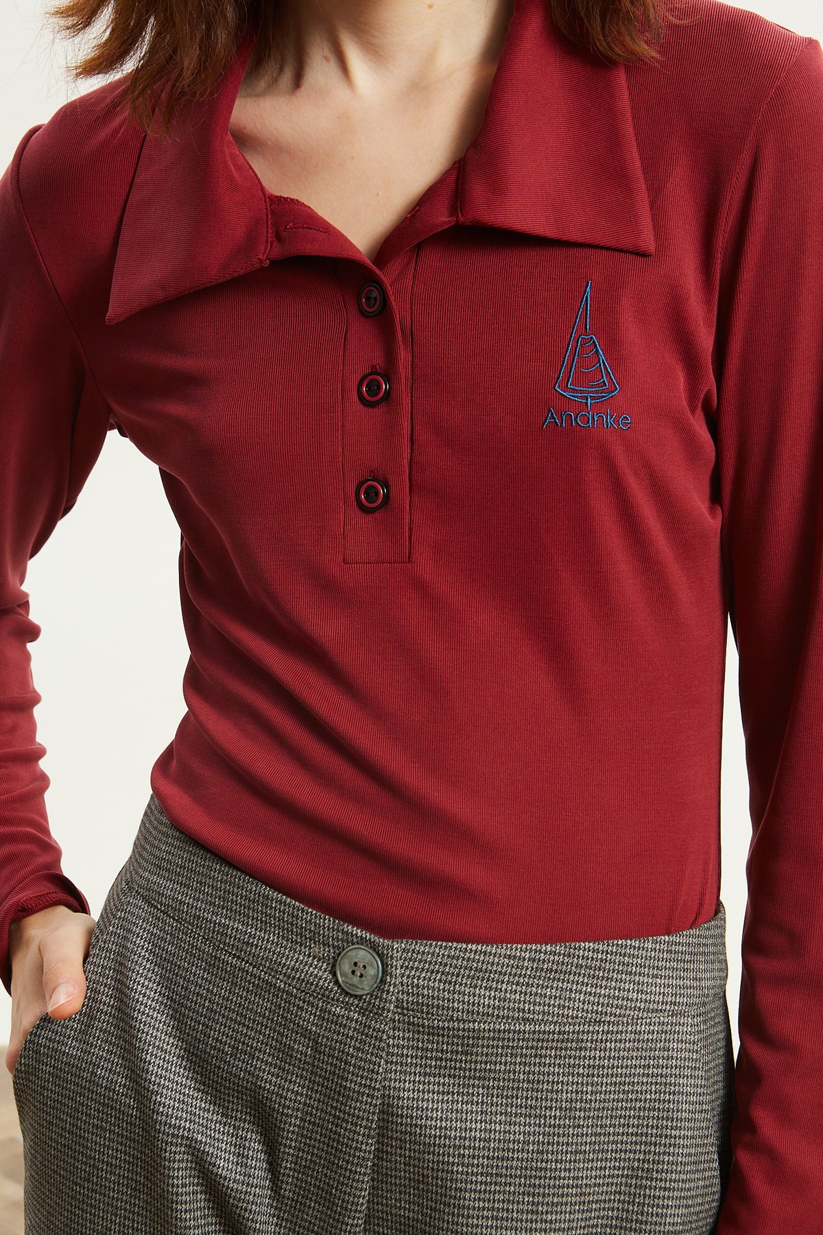 Nina polo bordeaux top