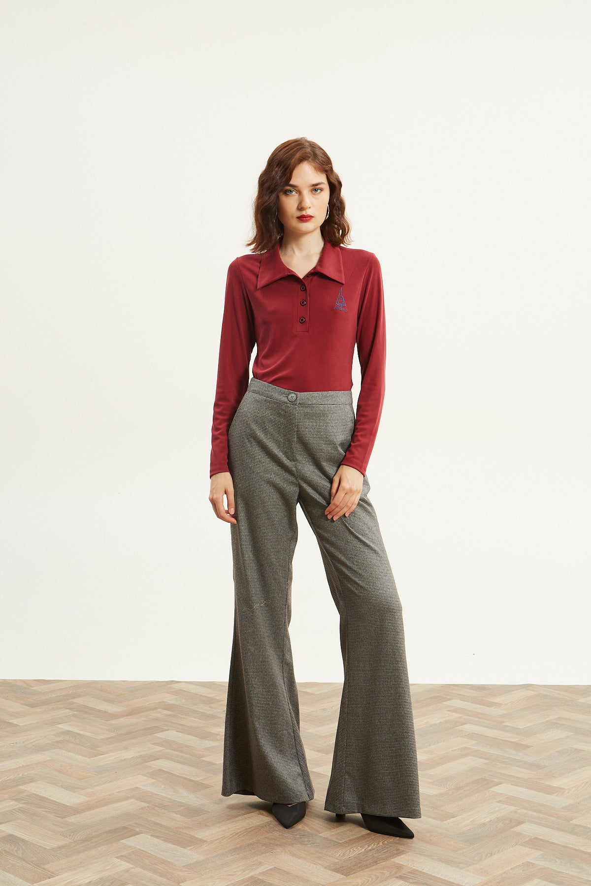 Nina polo bordeaux top