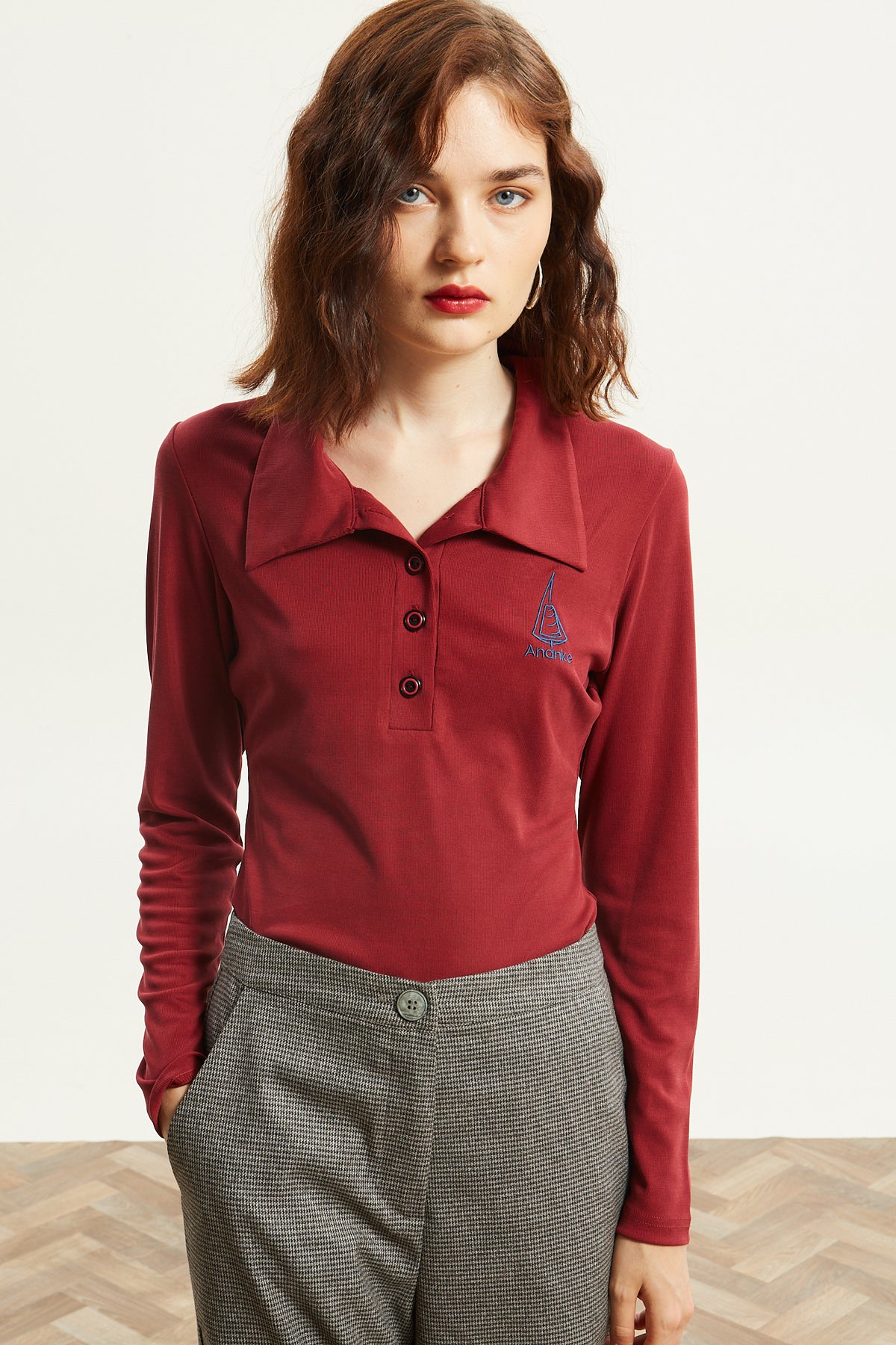 Nina polo bordeaux top