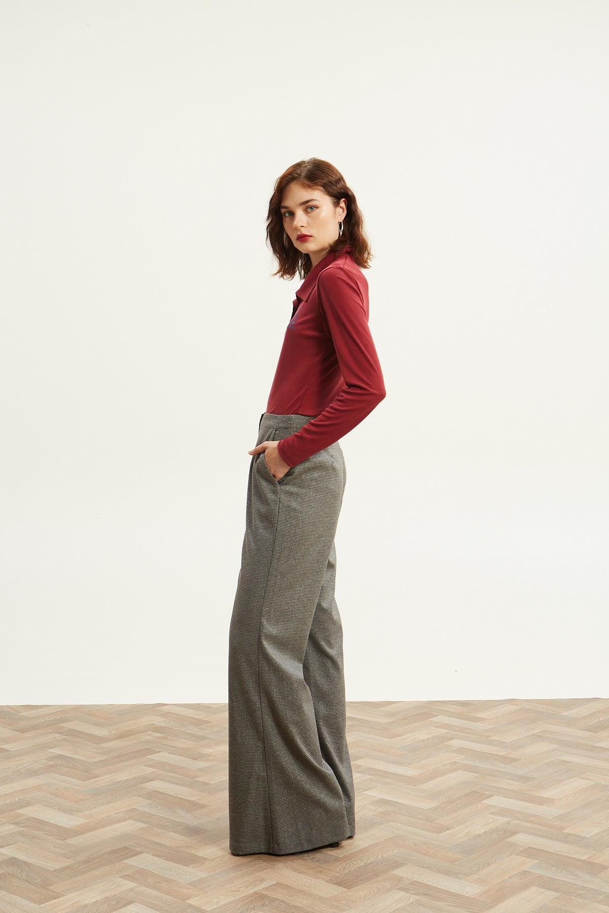 Nina polo bordeaux top