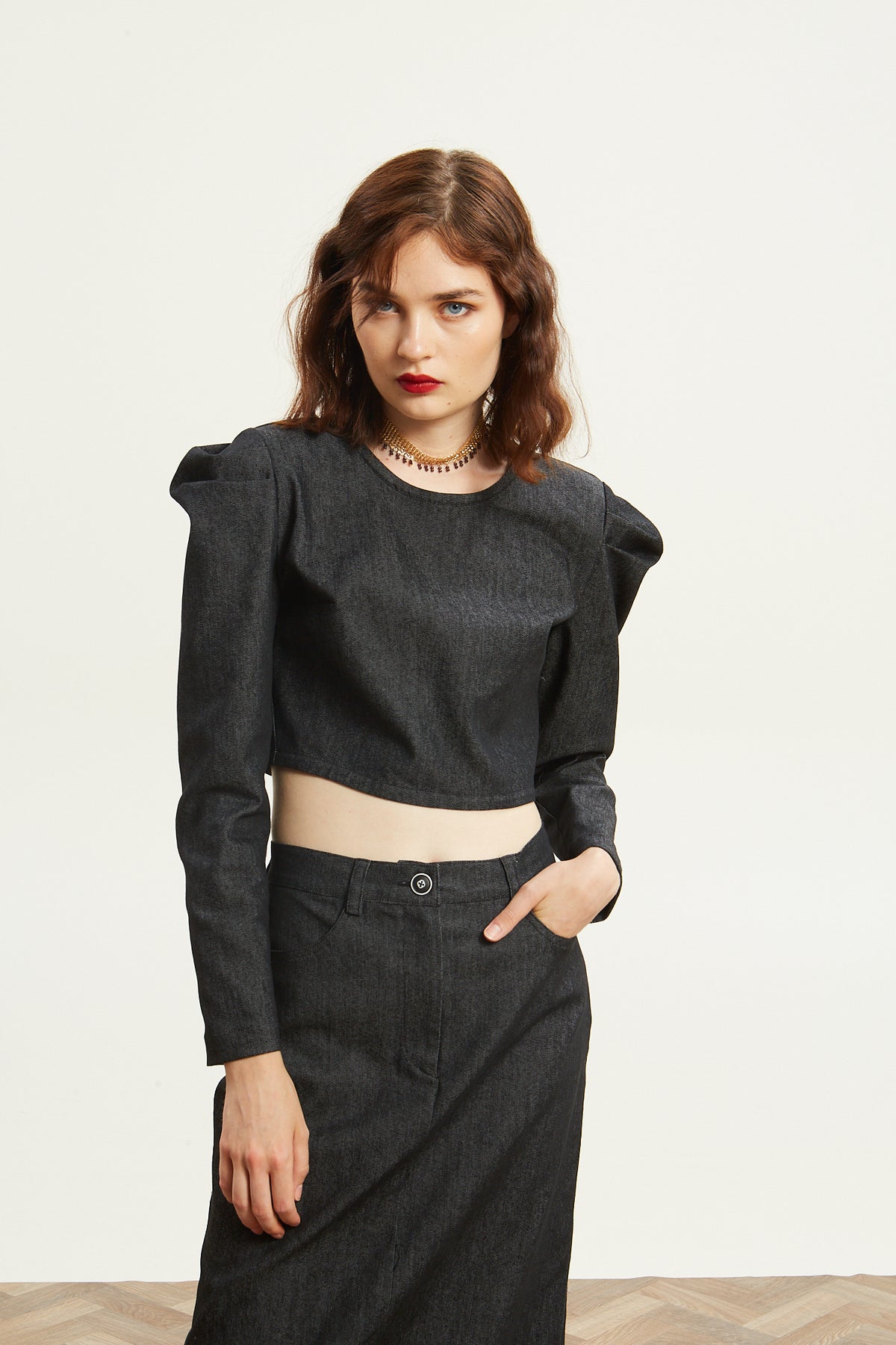 Kali denim puff sleeve top