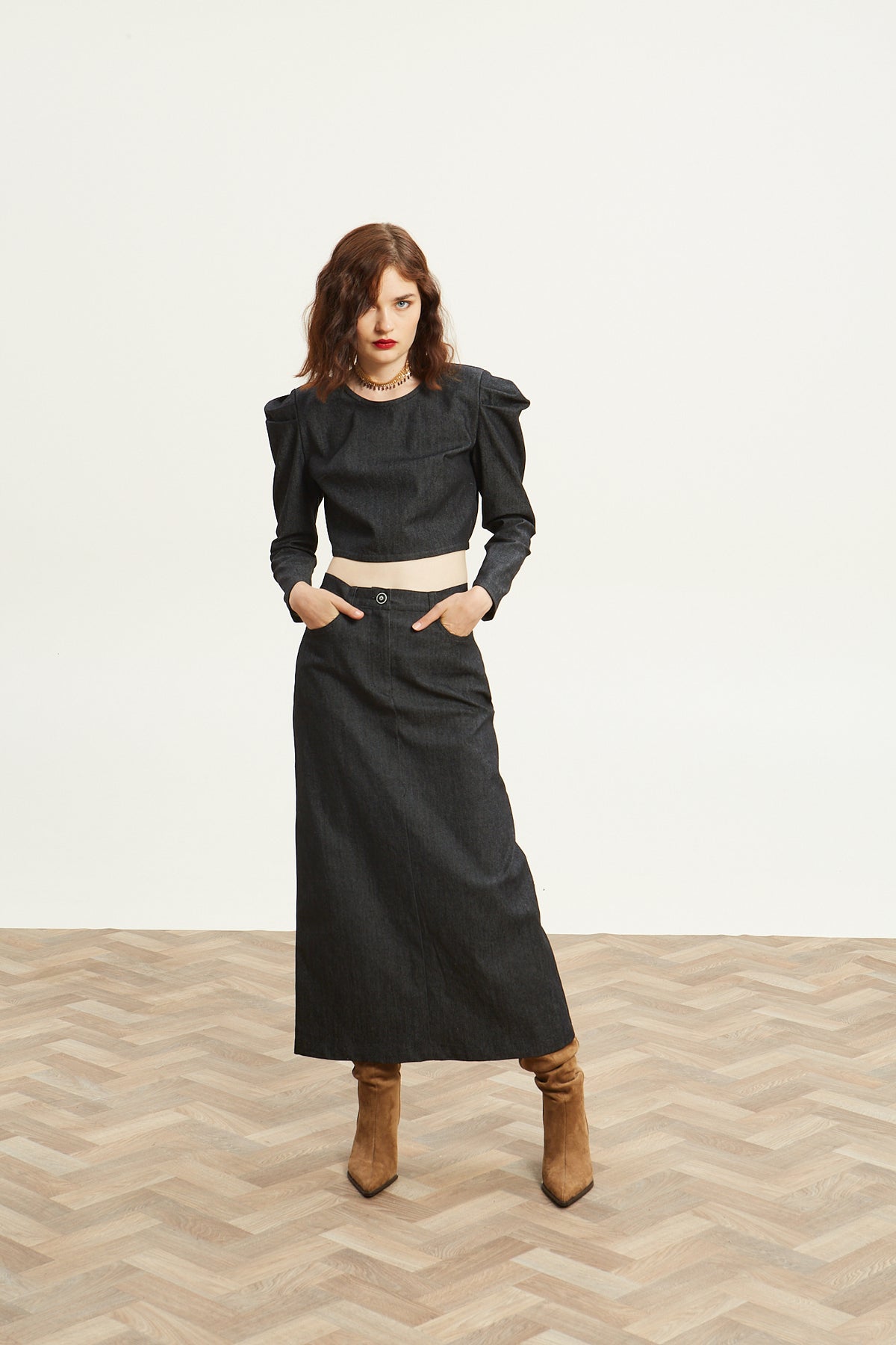 Kali denim puff sleeve top