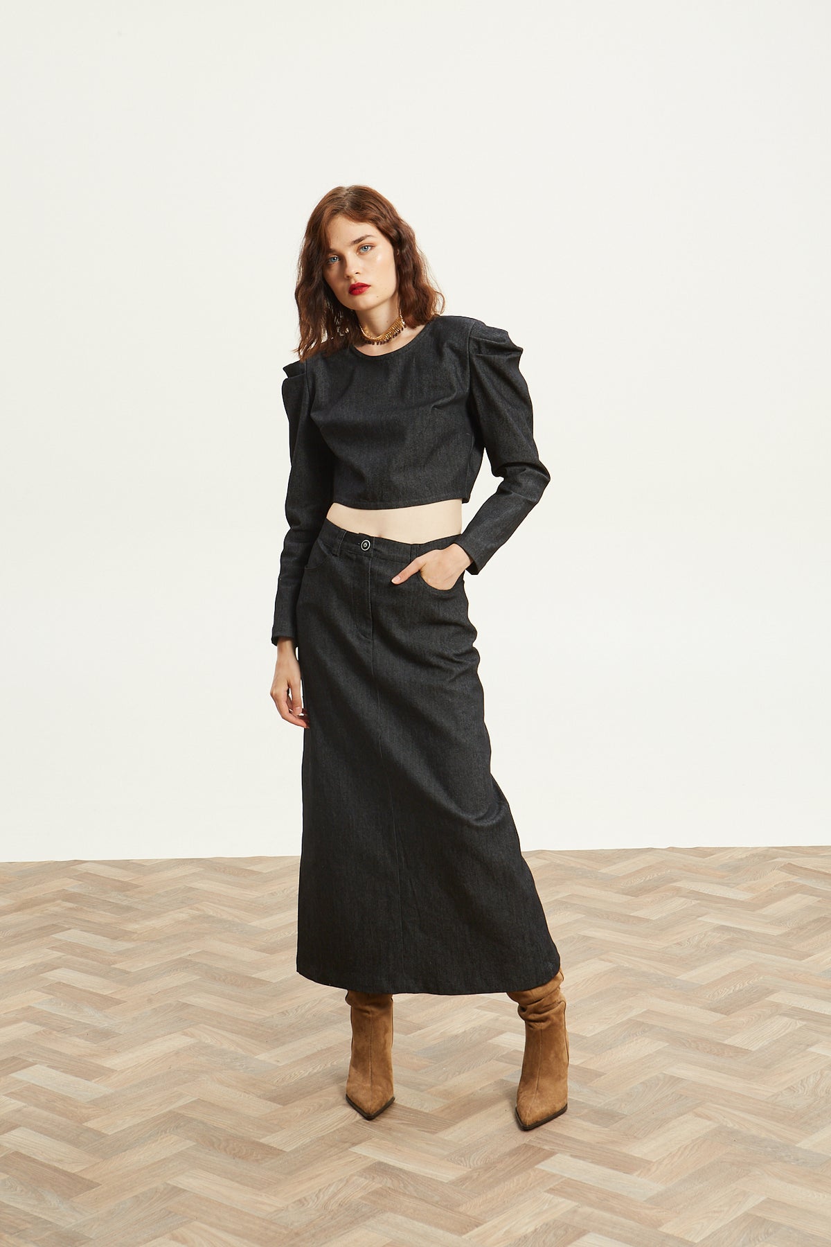 Kali denim puff sleeve top