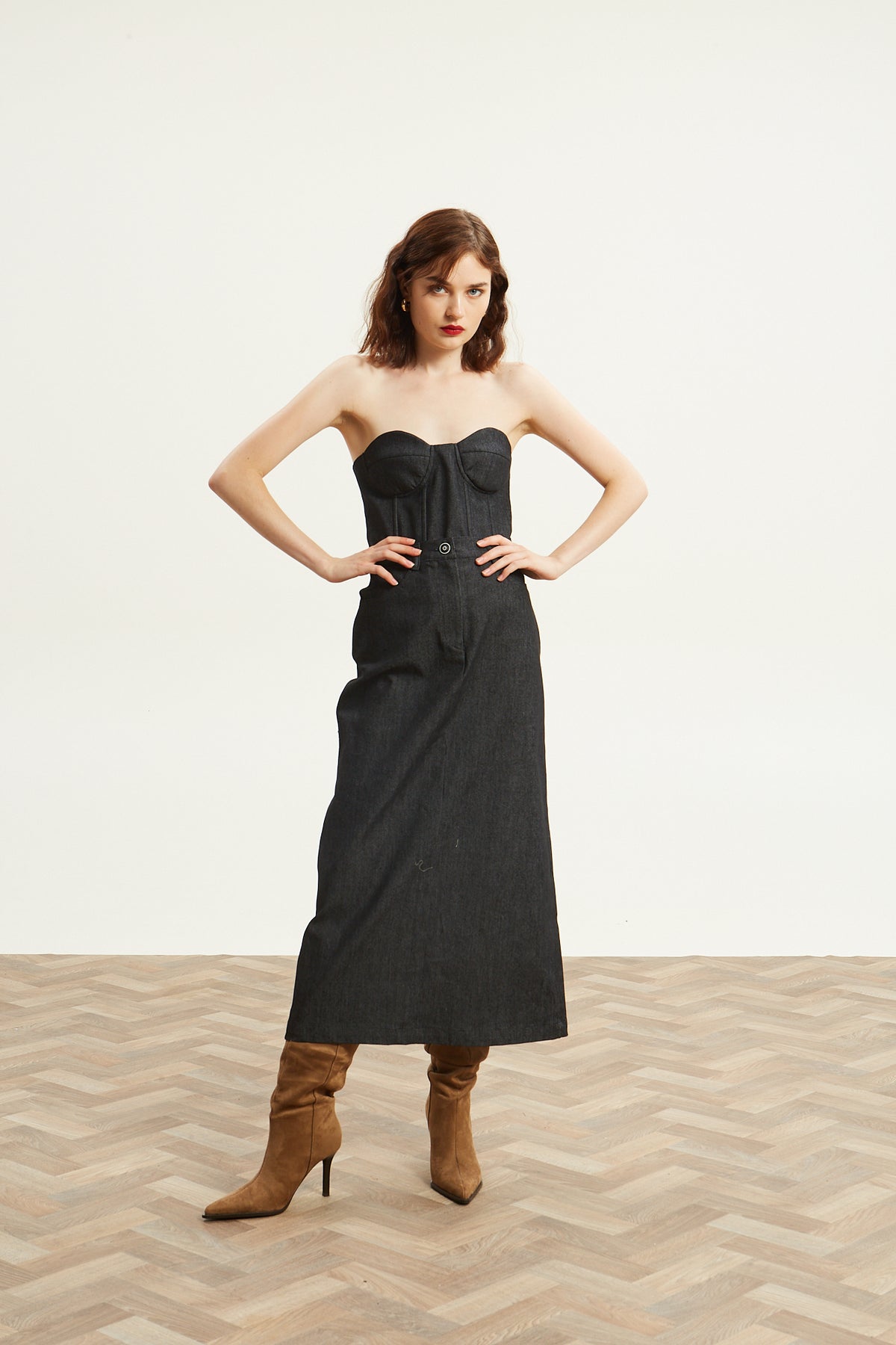 Kali denim black corset