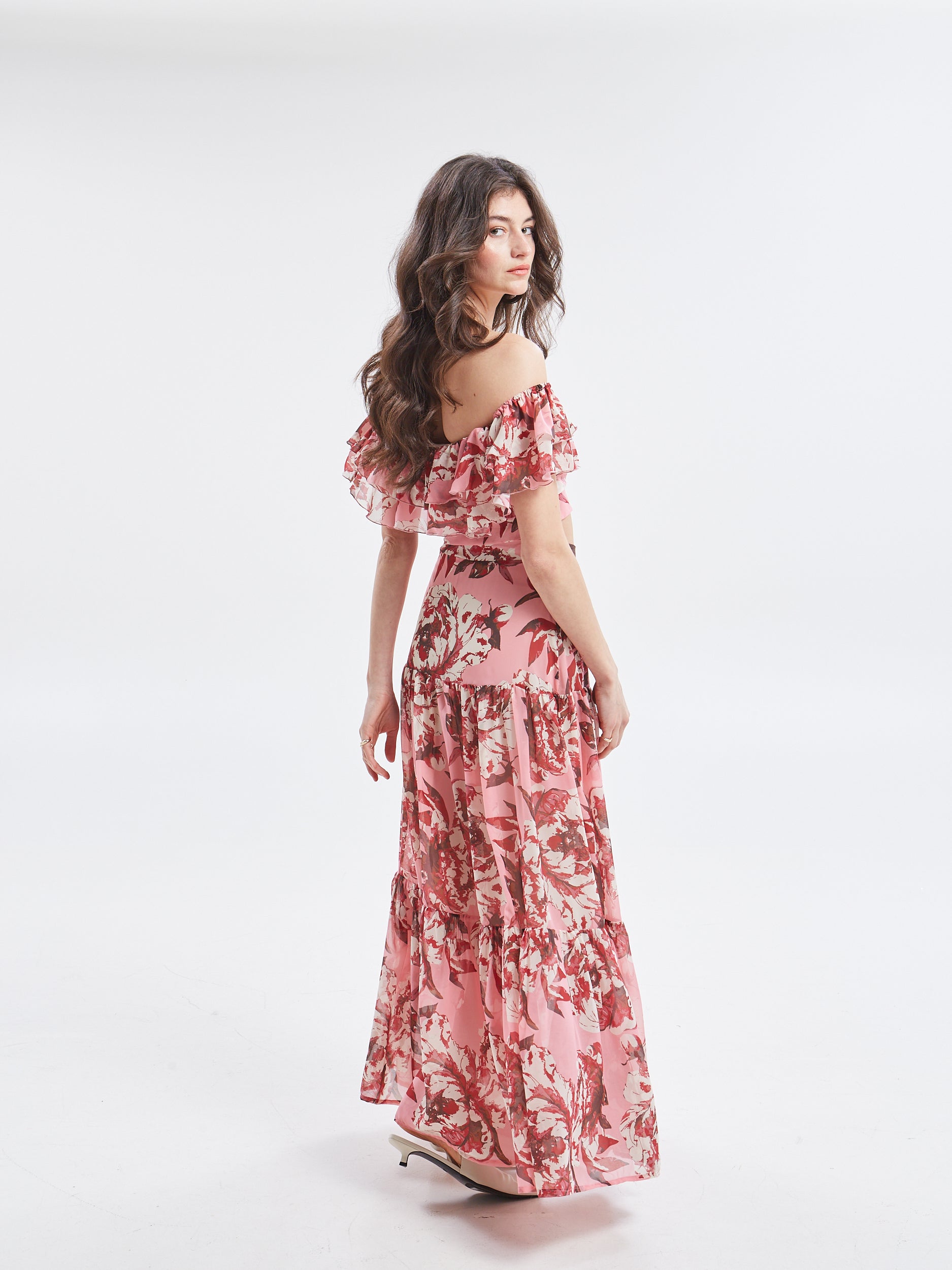 Oriane floral ruffle skirt