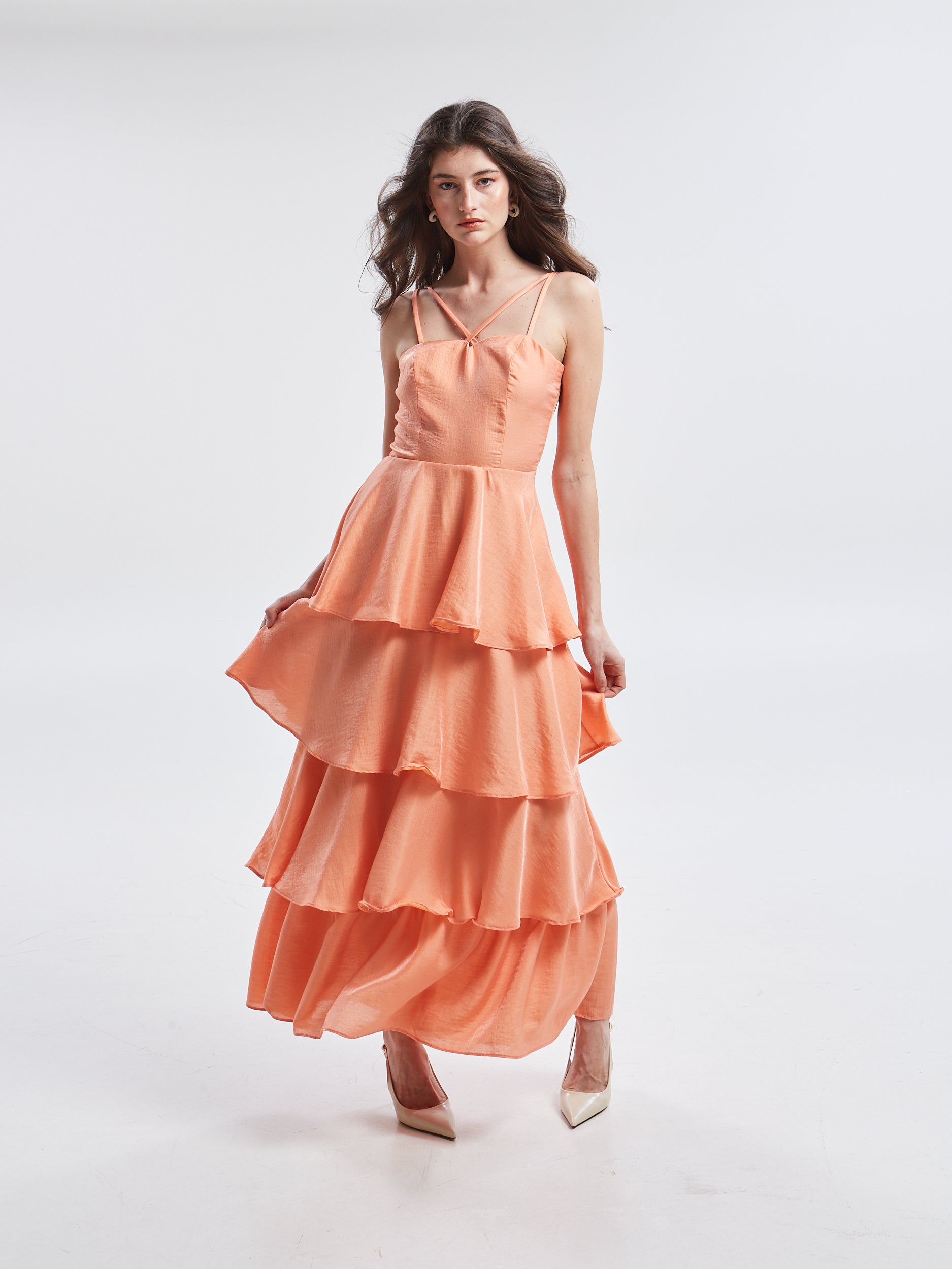 Esmee ruffle orange dress