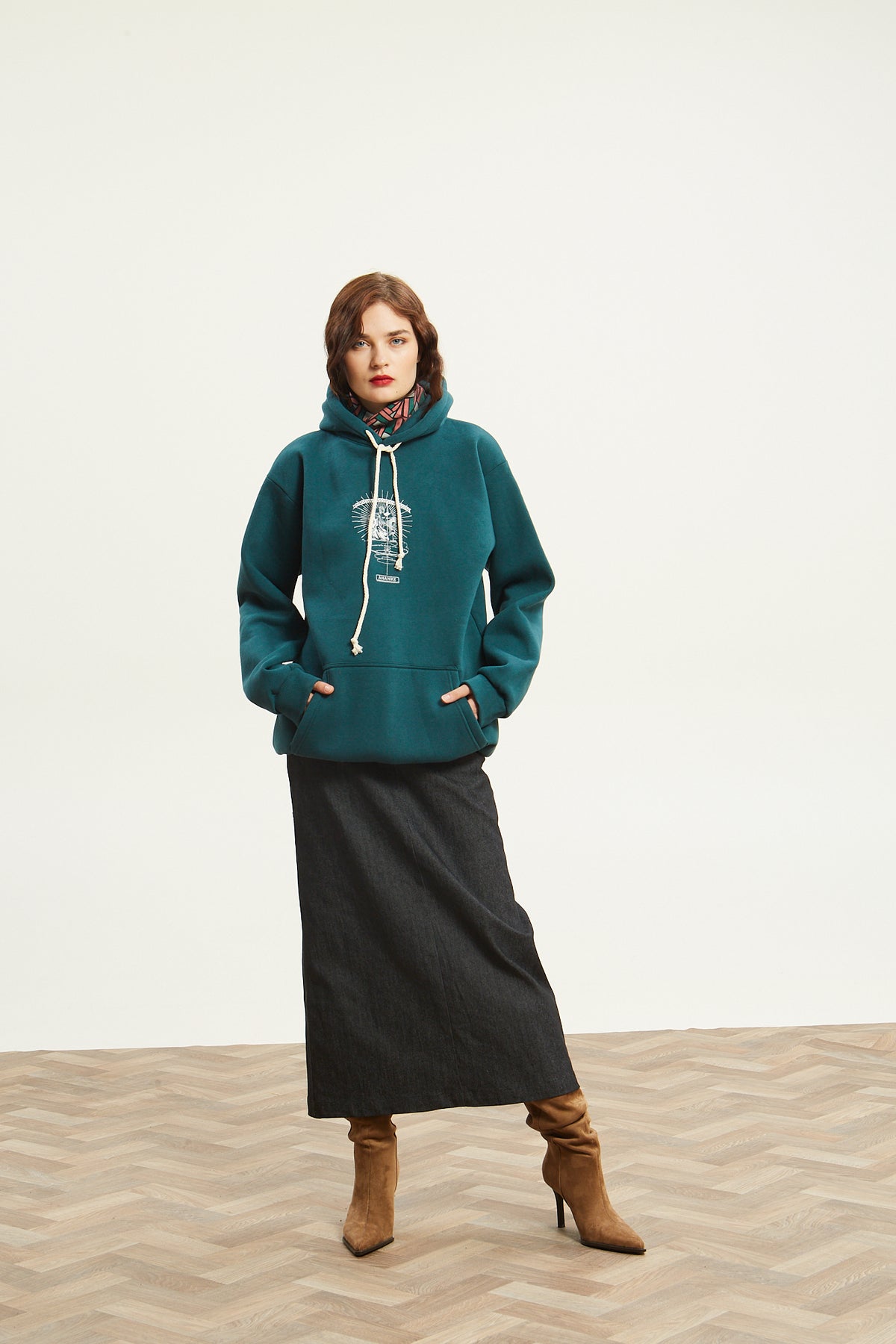 Ananke goddess emerald hoodie