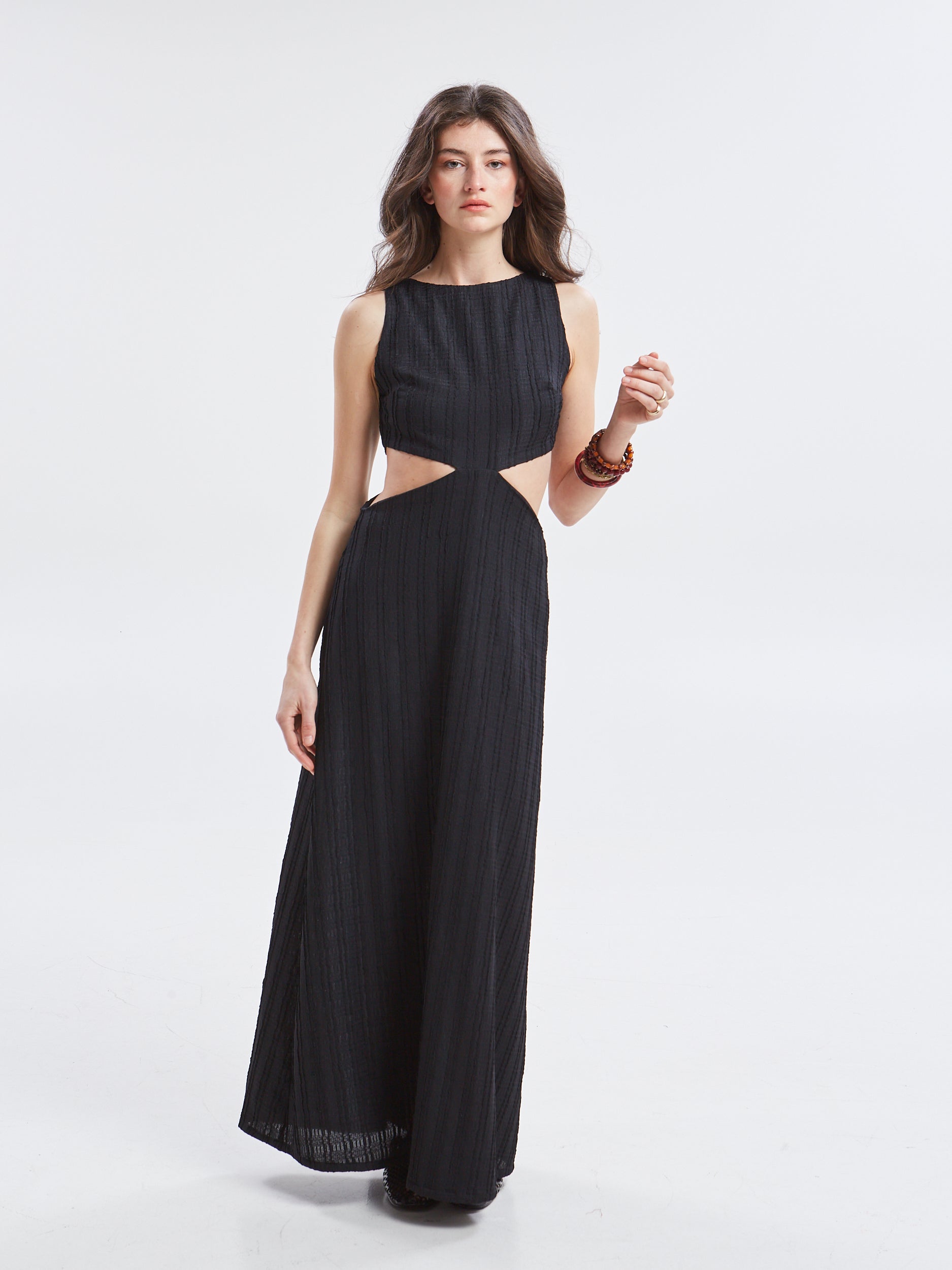 Lucina lace cut out black dress
