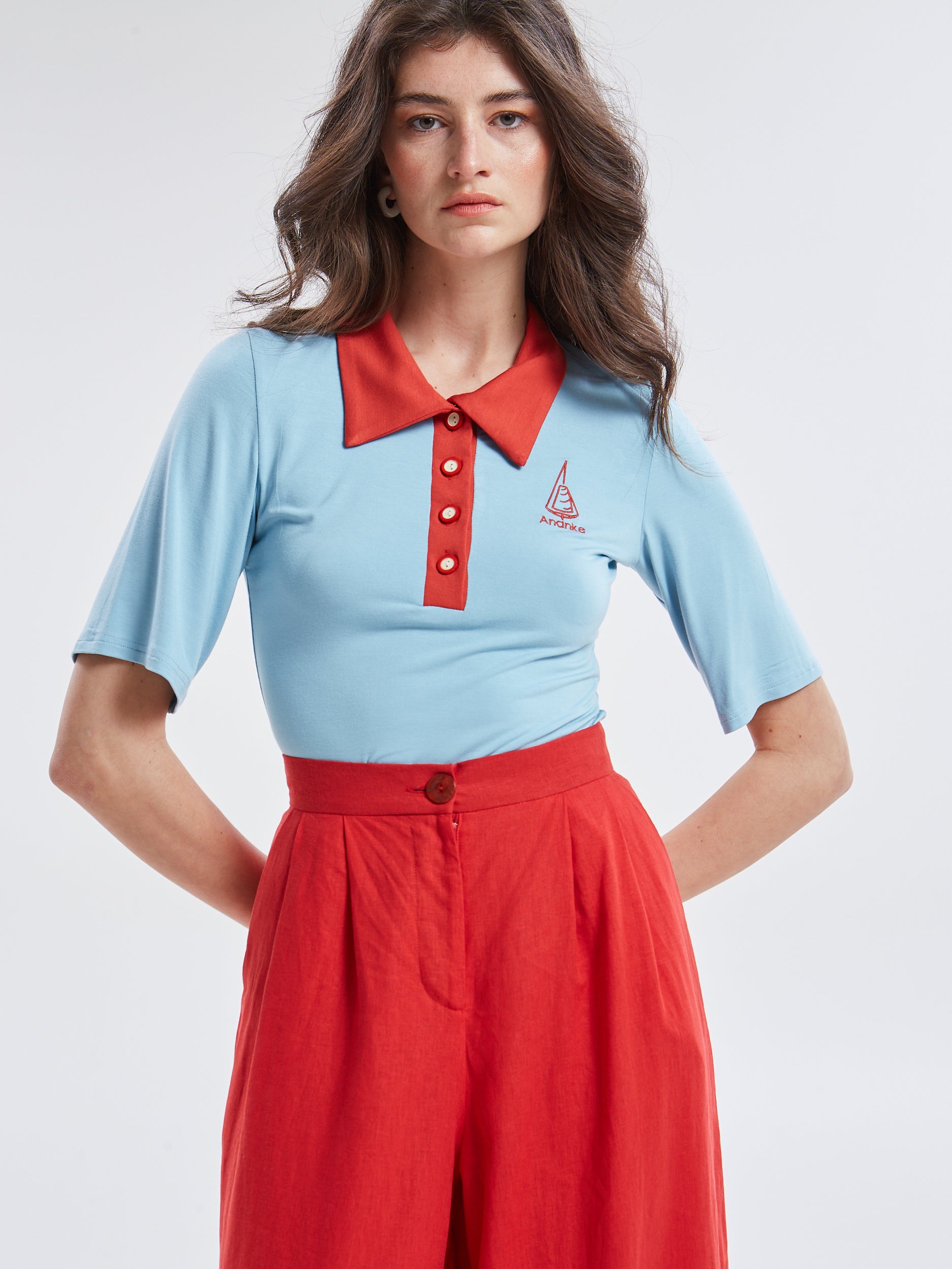 Maribel linen red pants