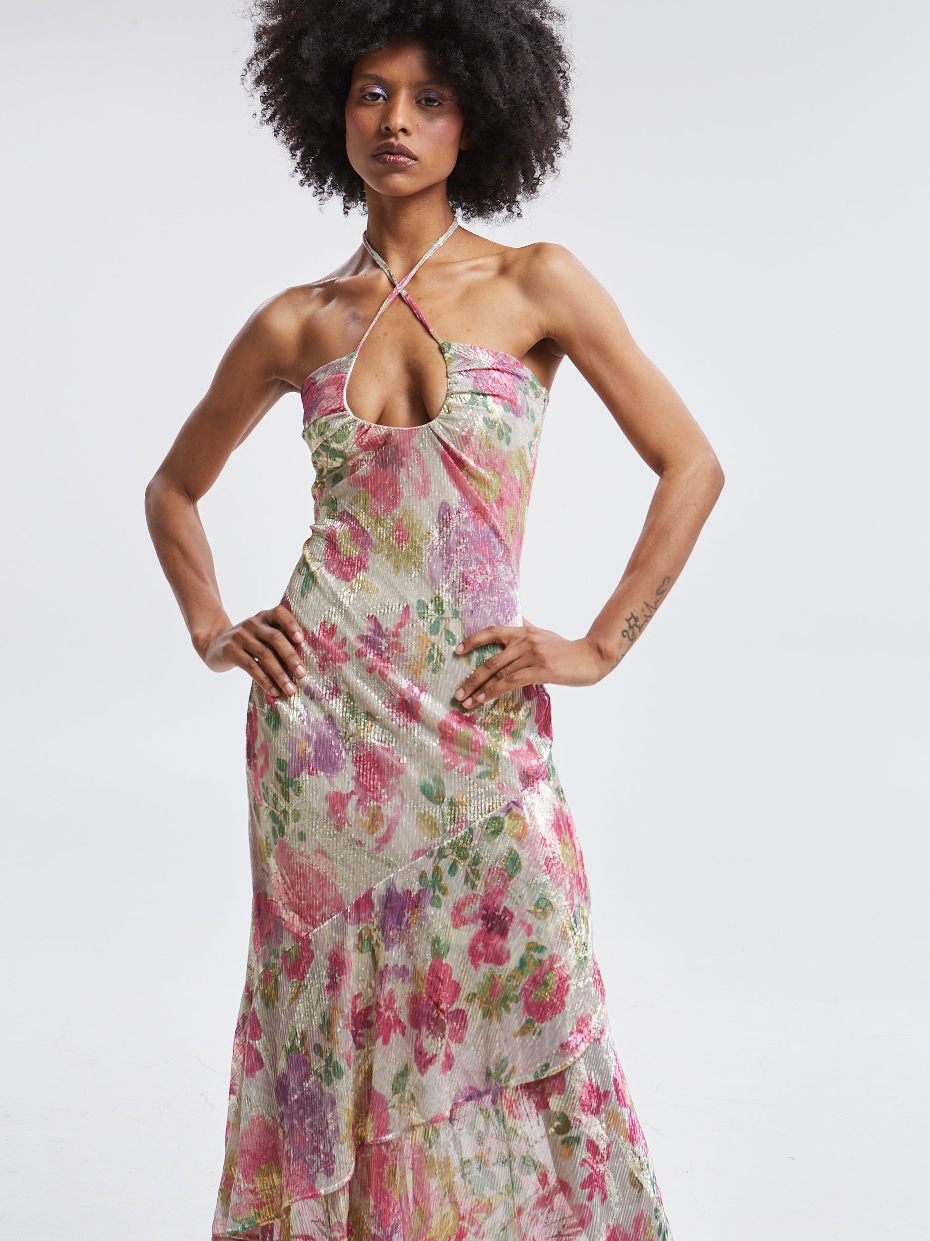 Amaris ruffle floral dress