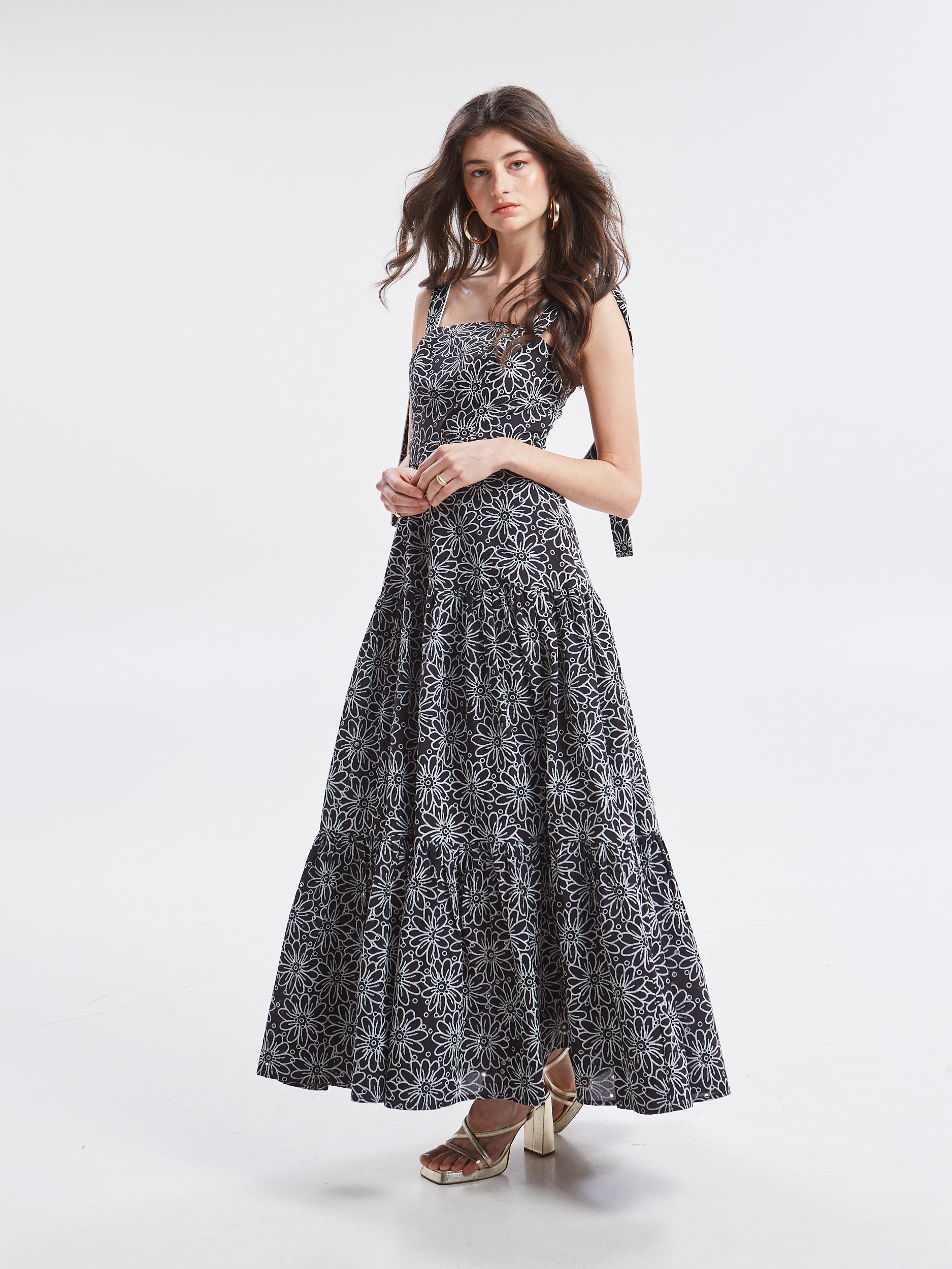 Aurelia broderie black dress