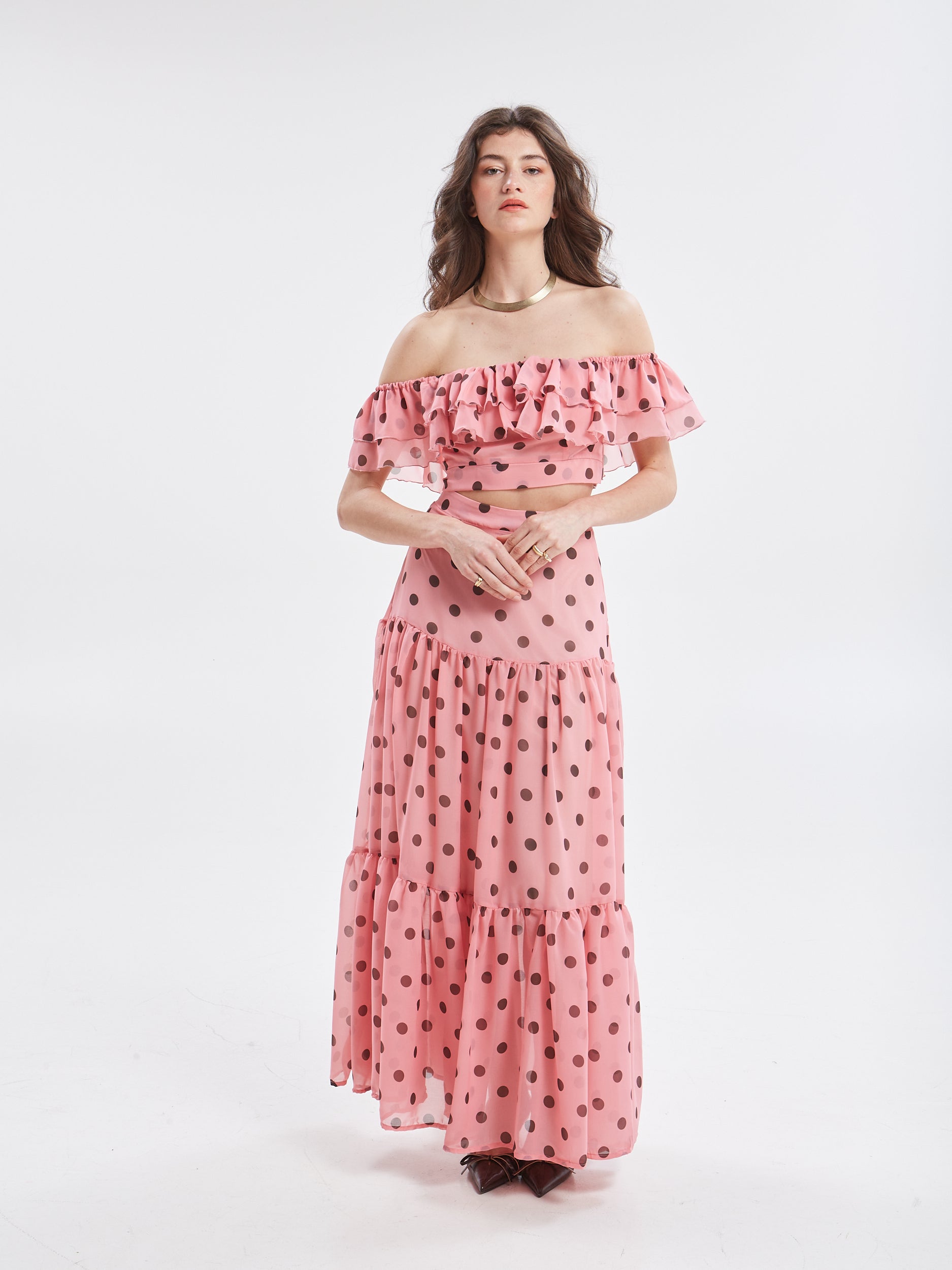 Aelia polka dot ruffle skirt