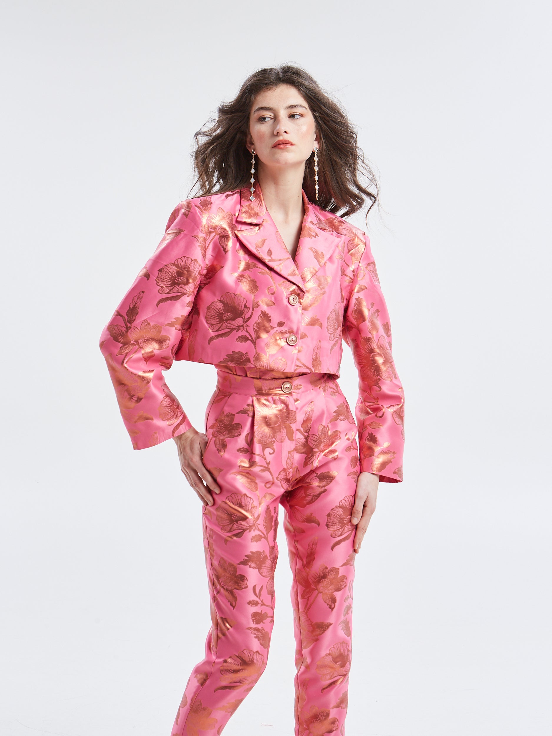 Solene brocade cropped blazer
