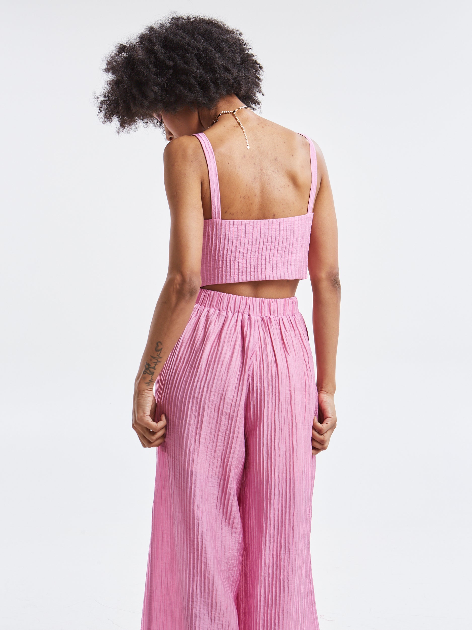 Zelia pleated pink top