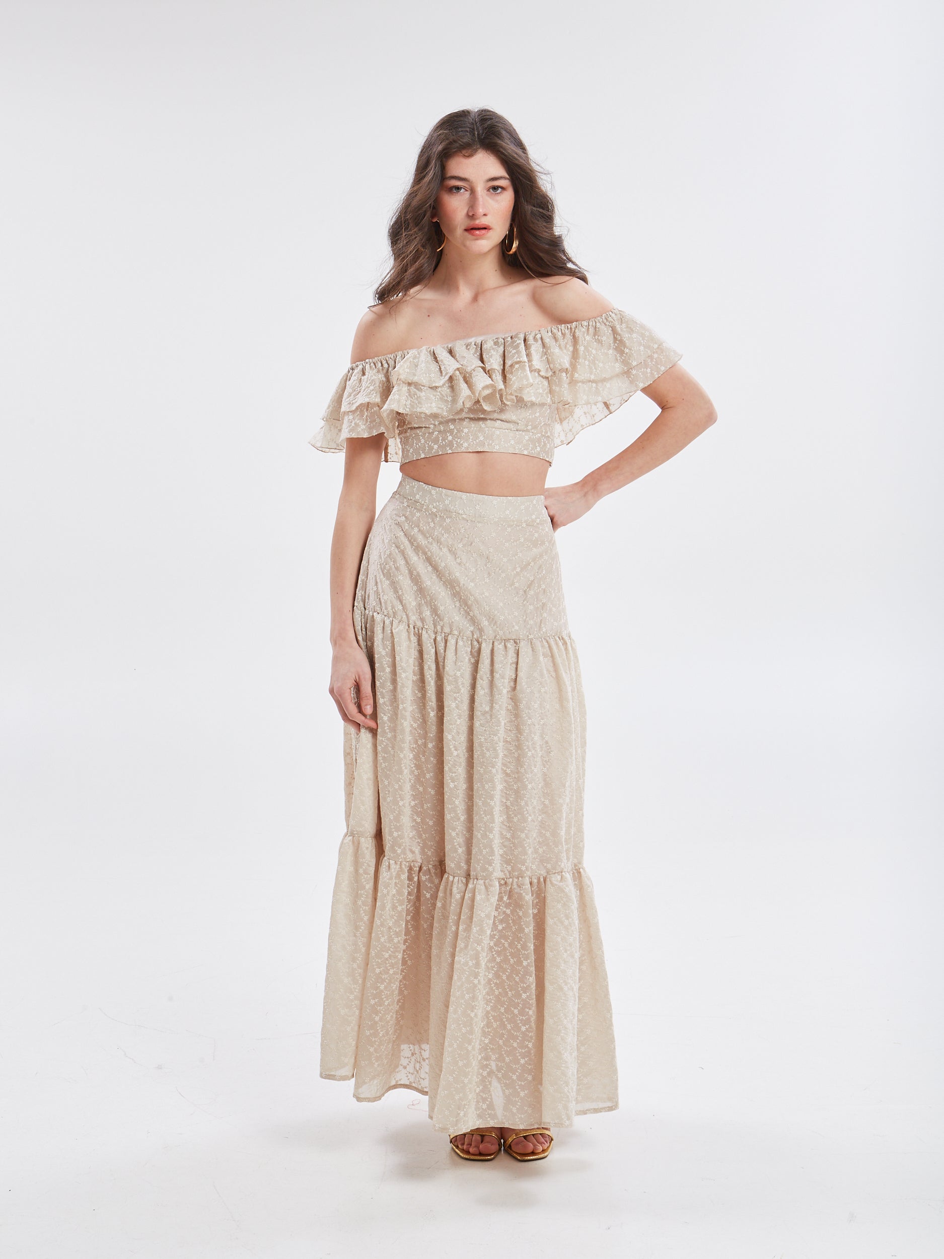 Kaira embroidered ruffle top
