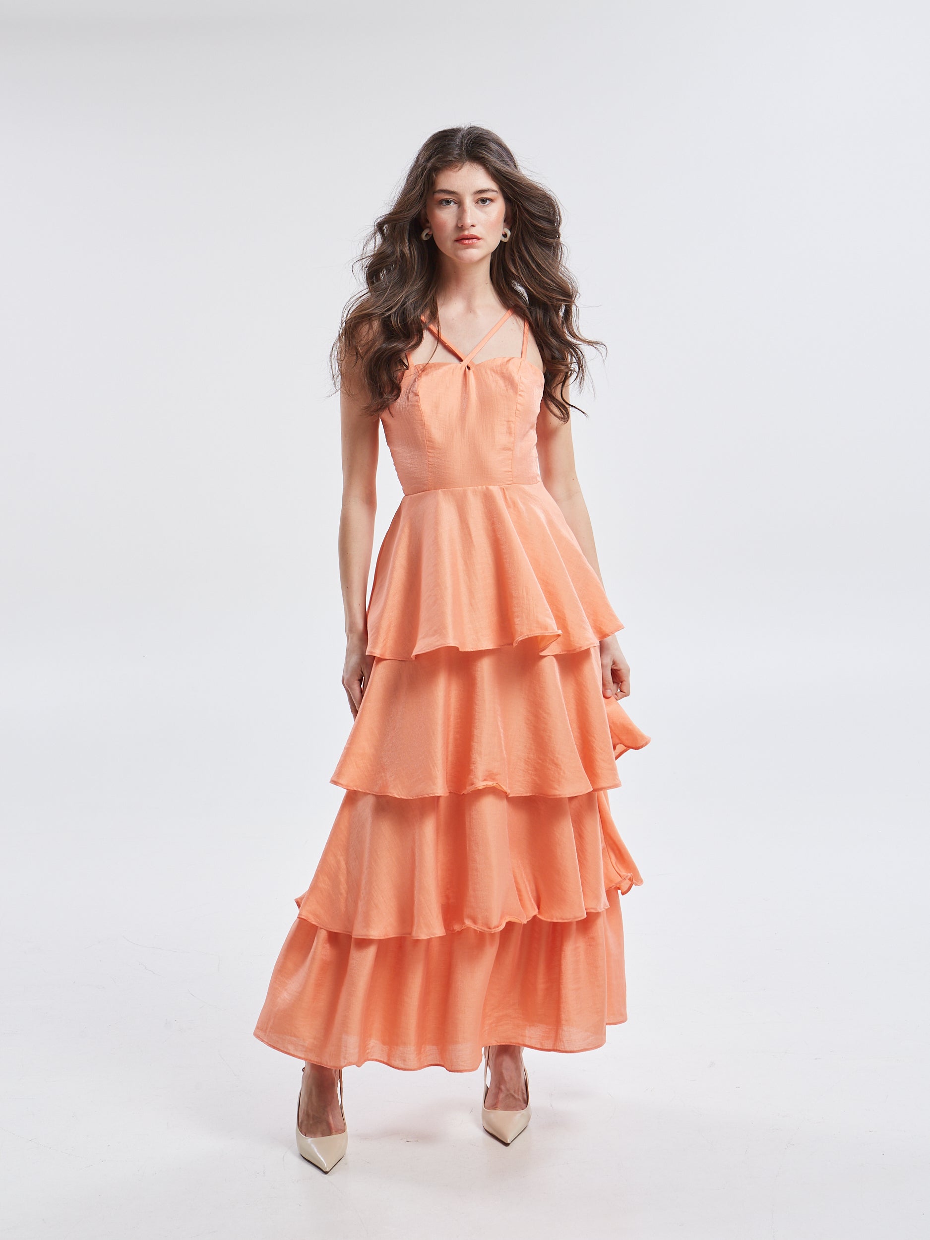 Esmee ruffle orange dress