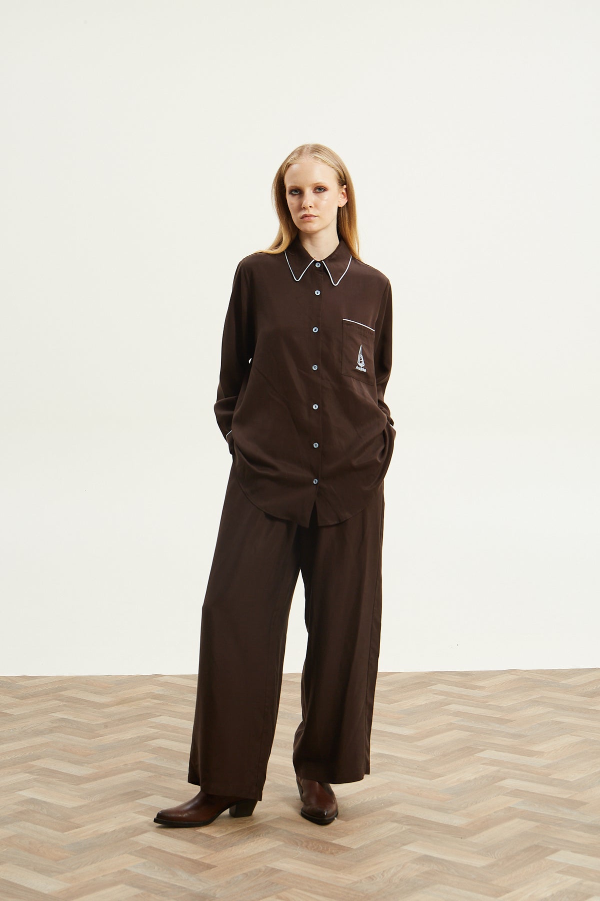 Yuna lyocell brown shirt