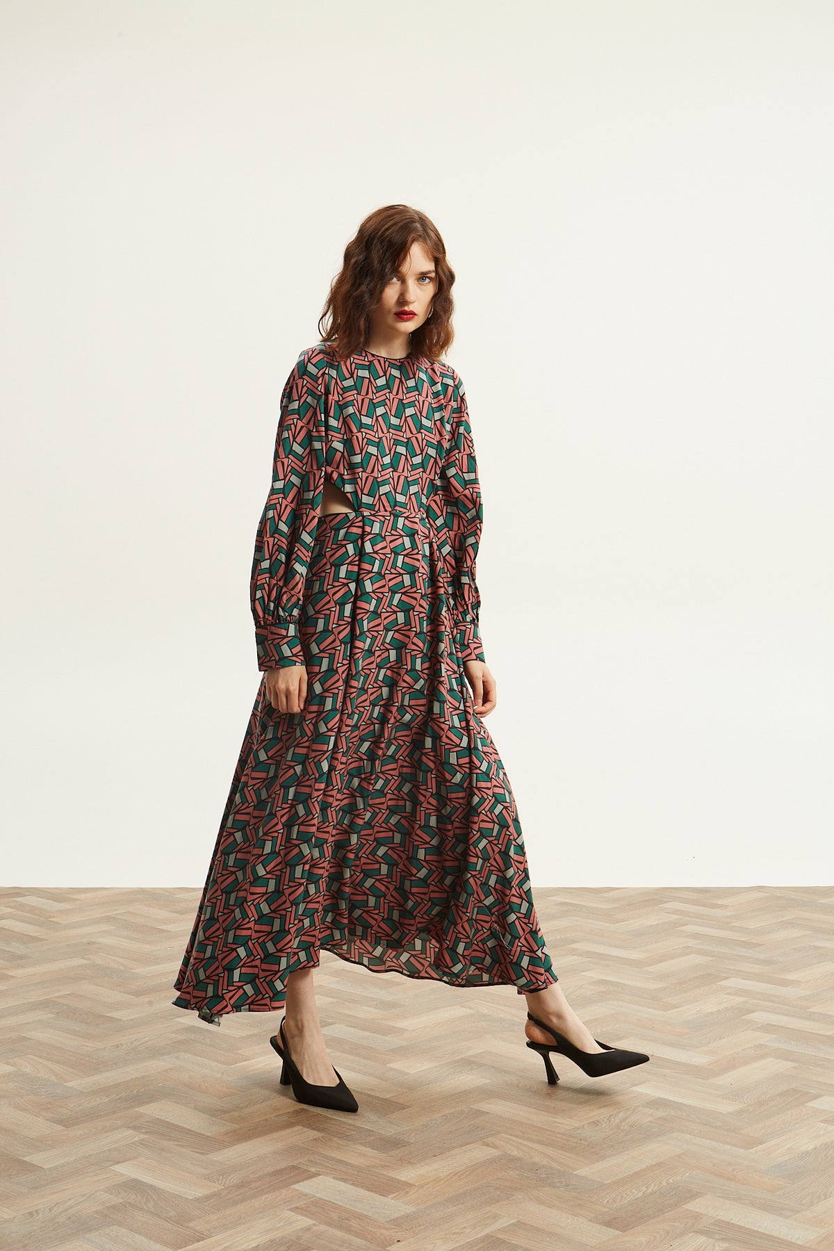 Amora printed cut out dress