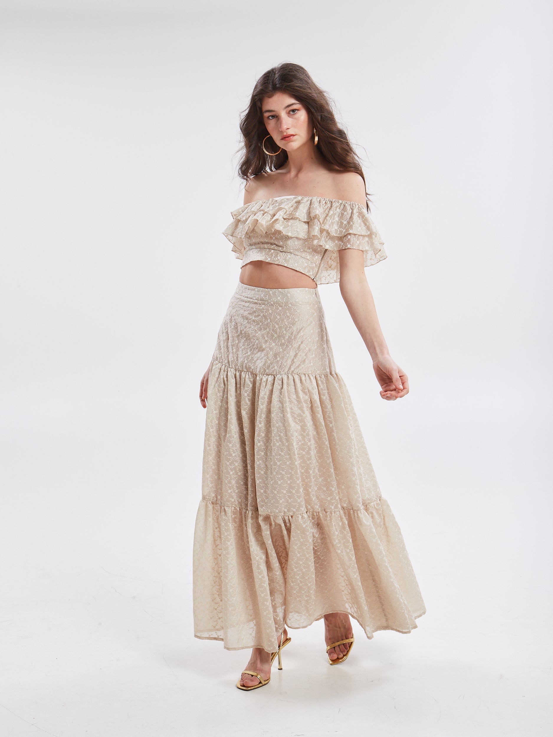 Kaira embroidered ruffle top