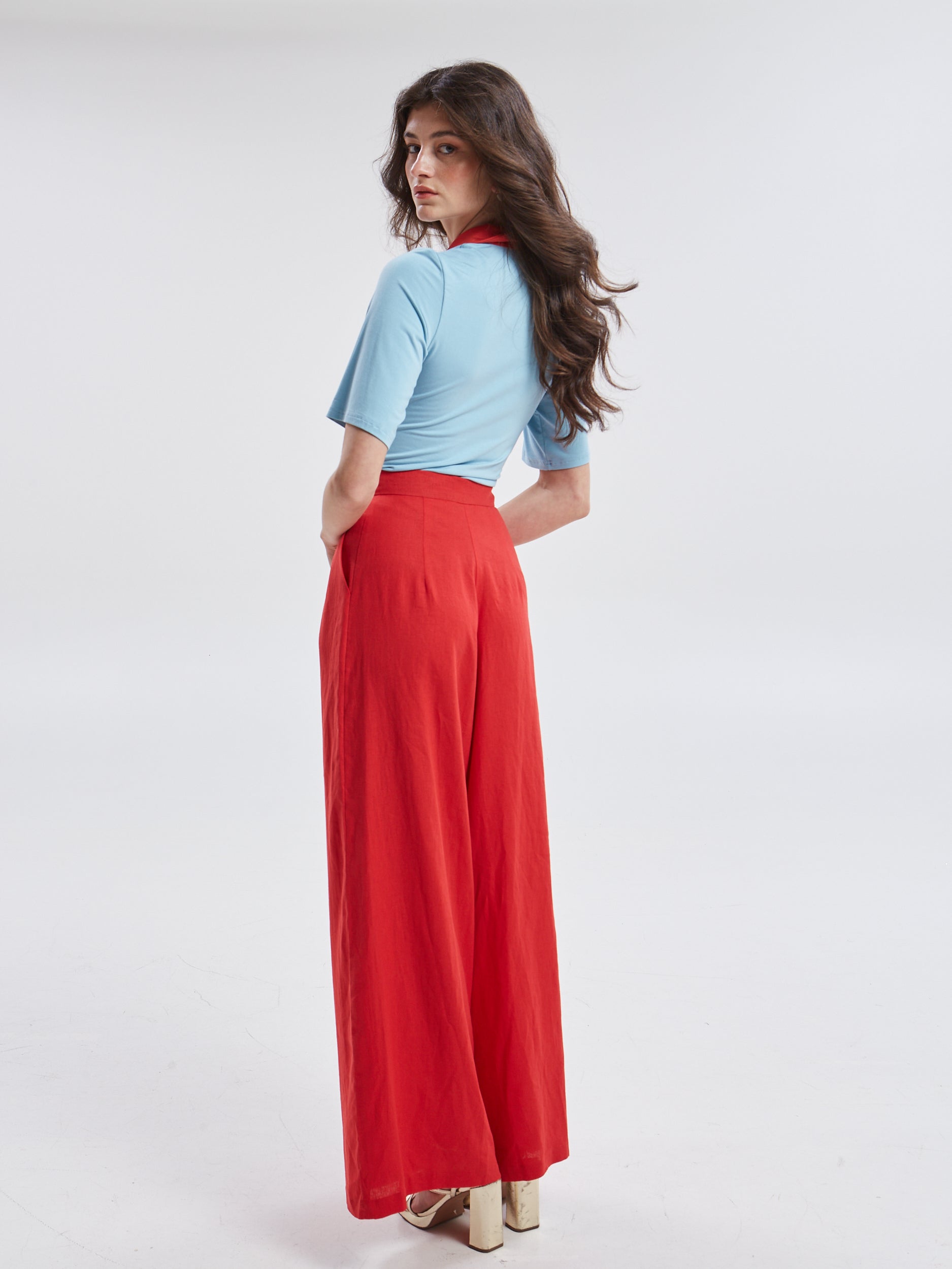 Maribel linen red pants