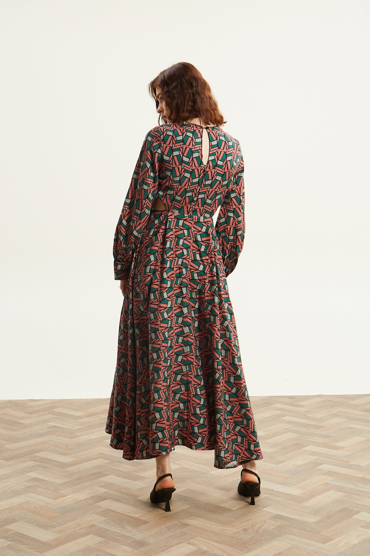 Amora printed cut out dress