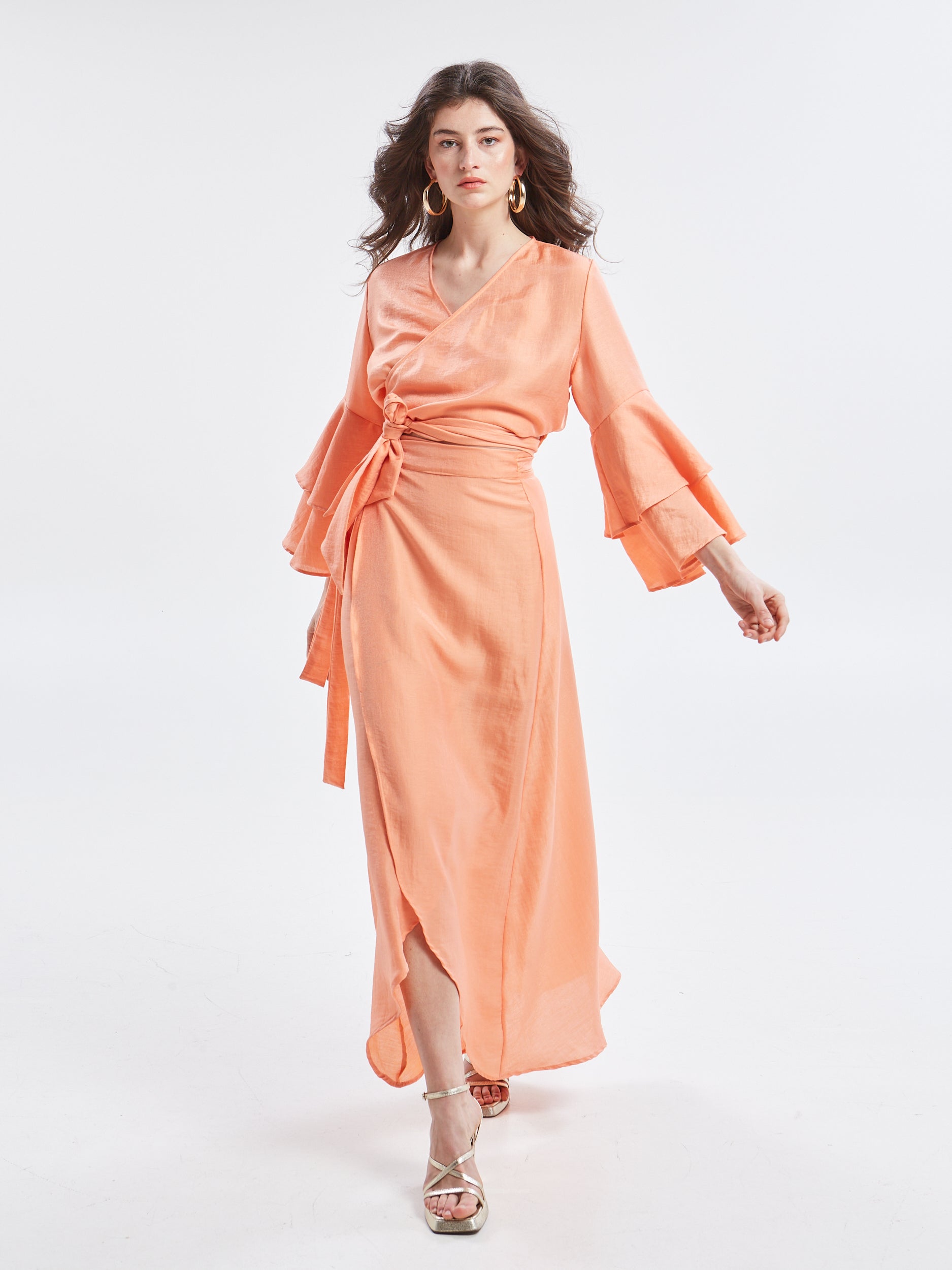 Esmee ruffle sleeve orange top