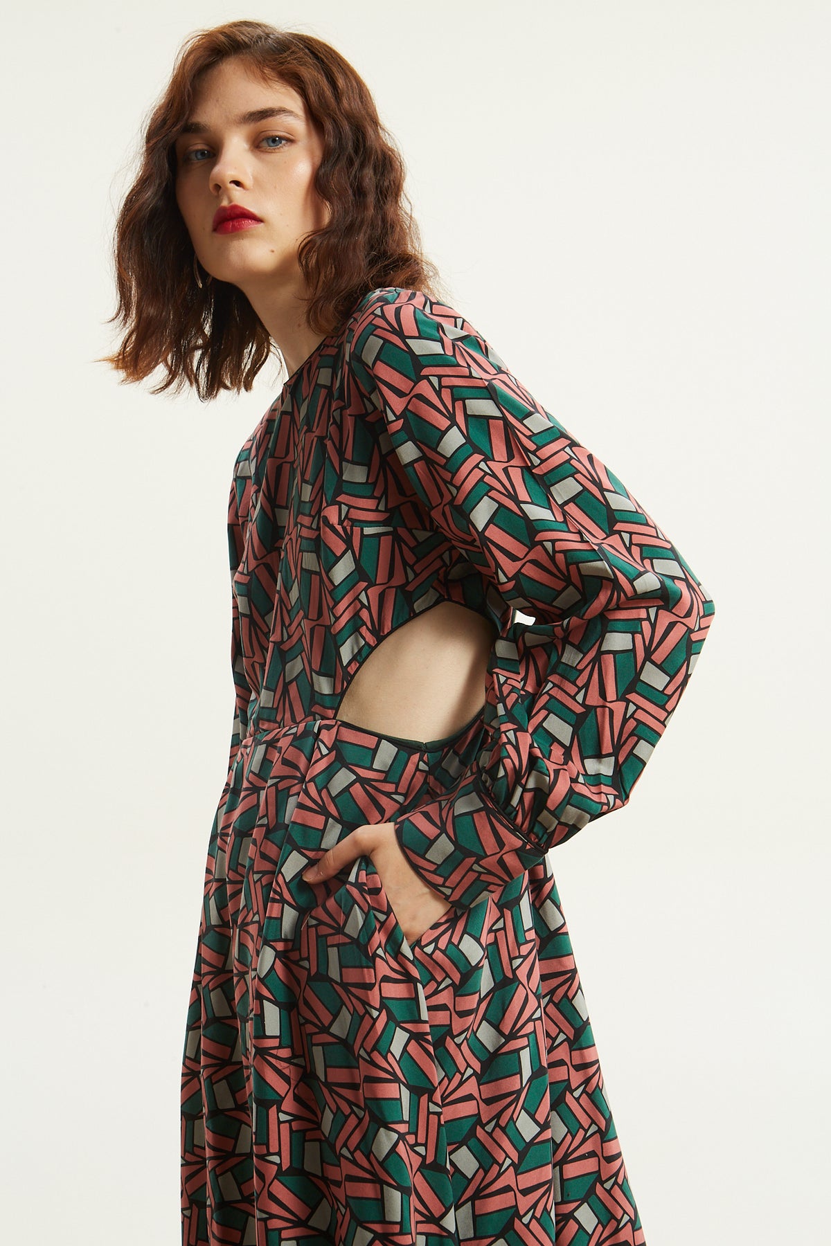 Amora printed cut out dress