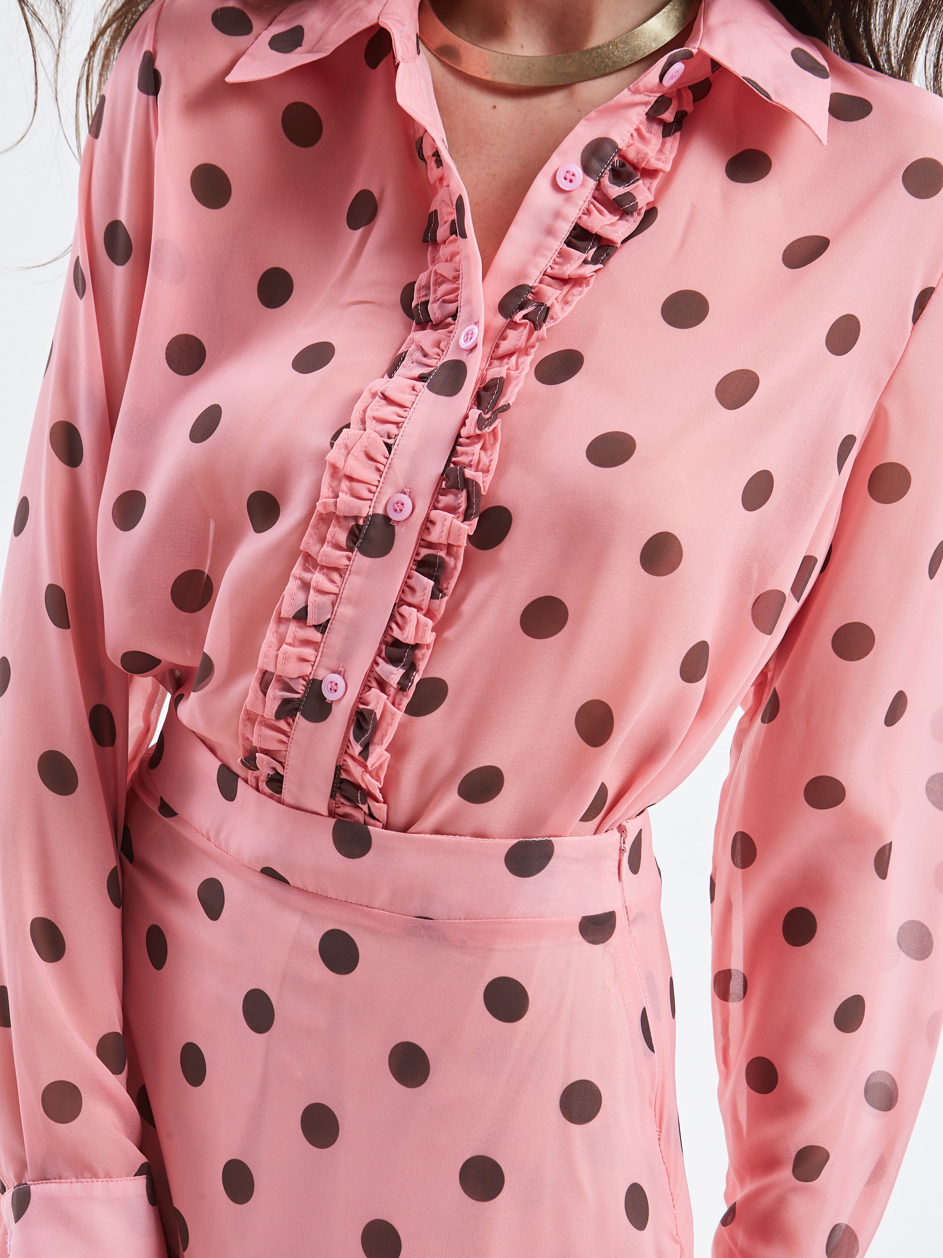 Aelia polka dot ruffle shirt