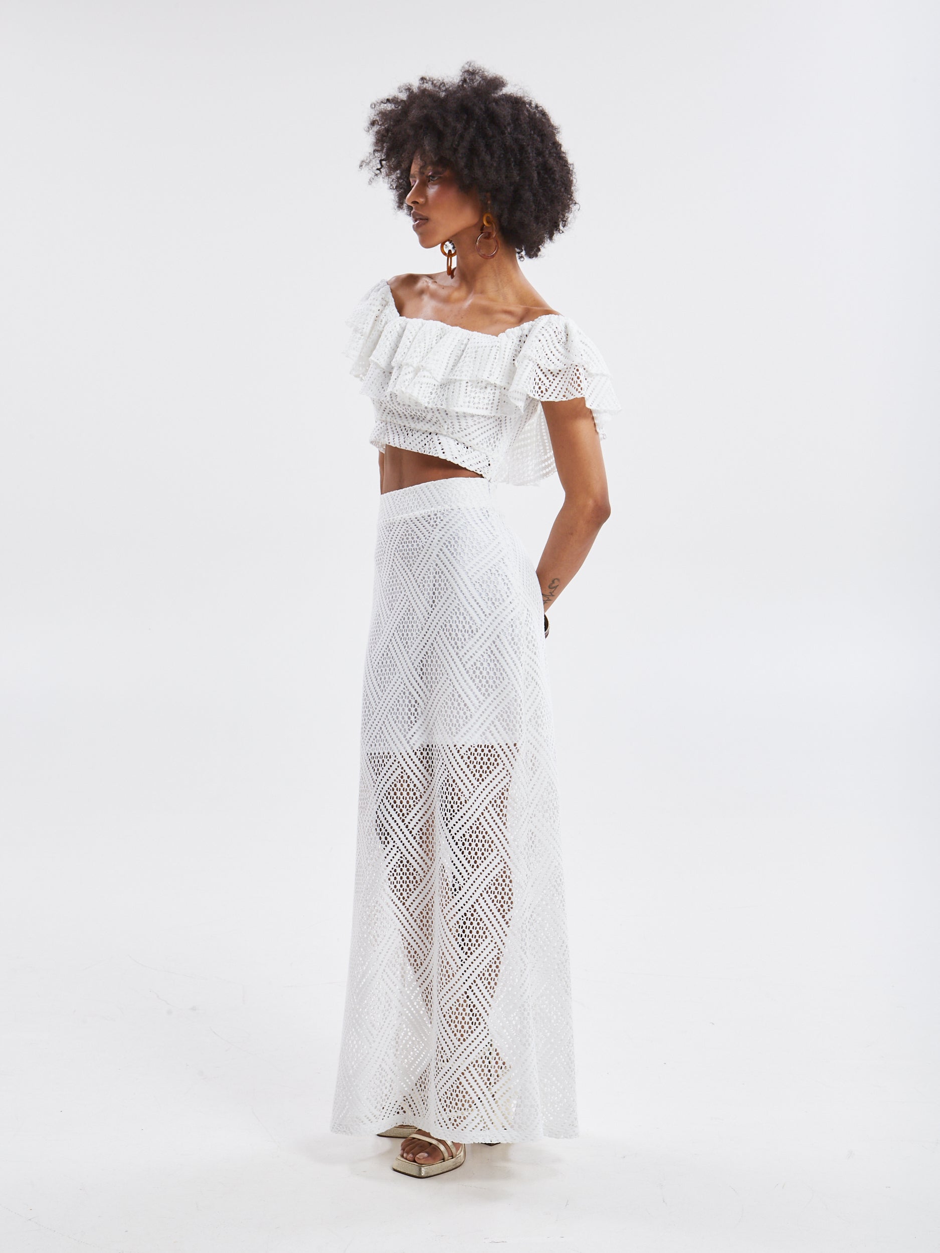 Nora knitted white skirt