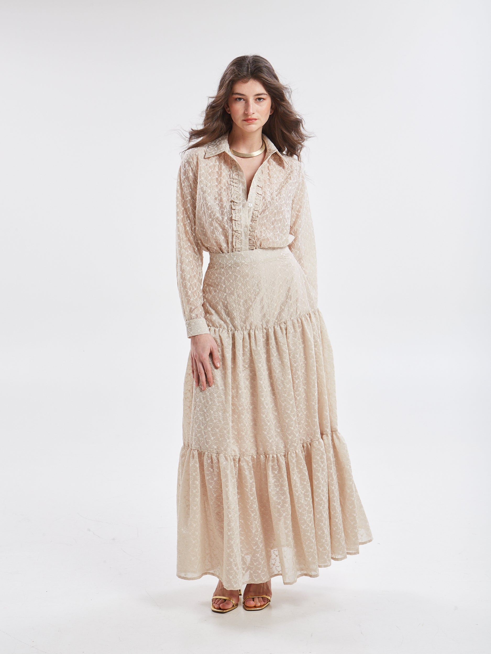 Kaira embroidered ruffle shirt