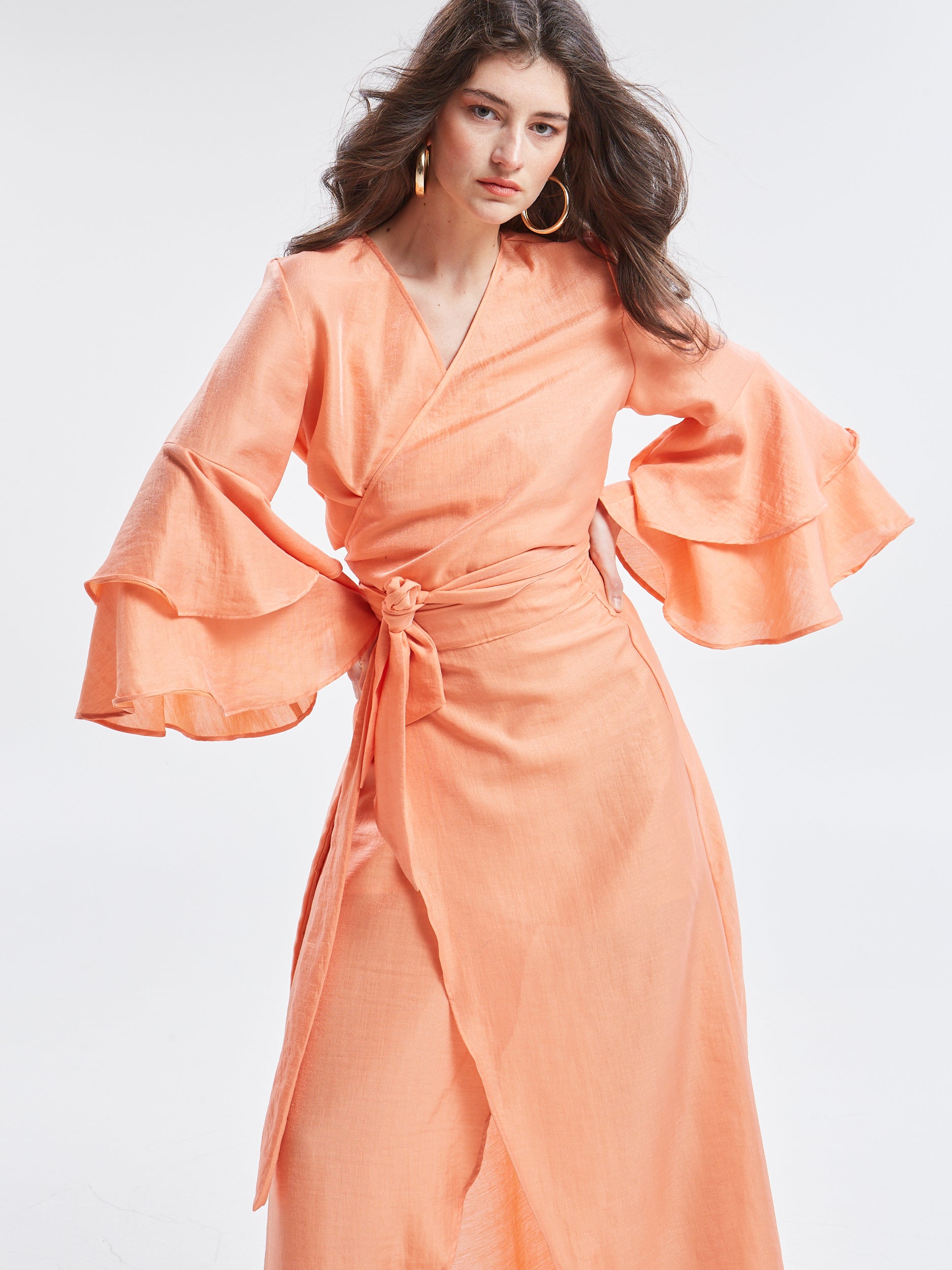 Esmee ruffle sleeve orange top