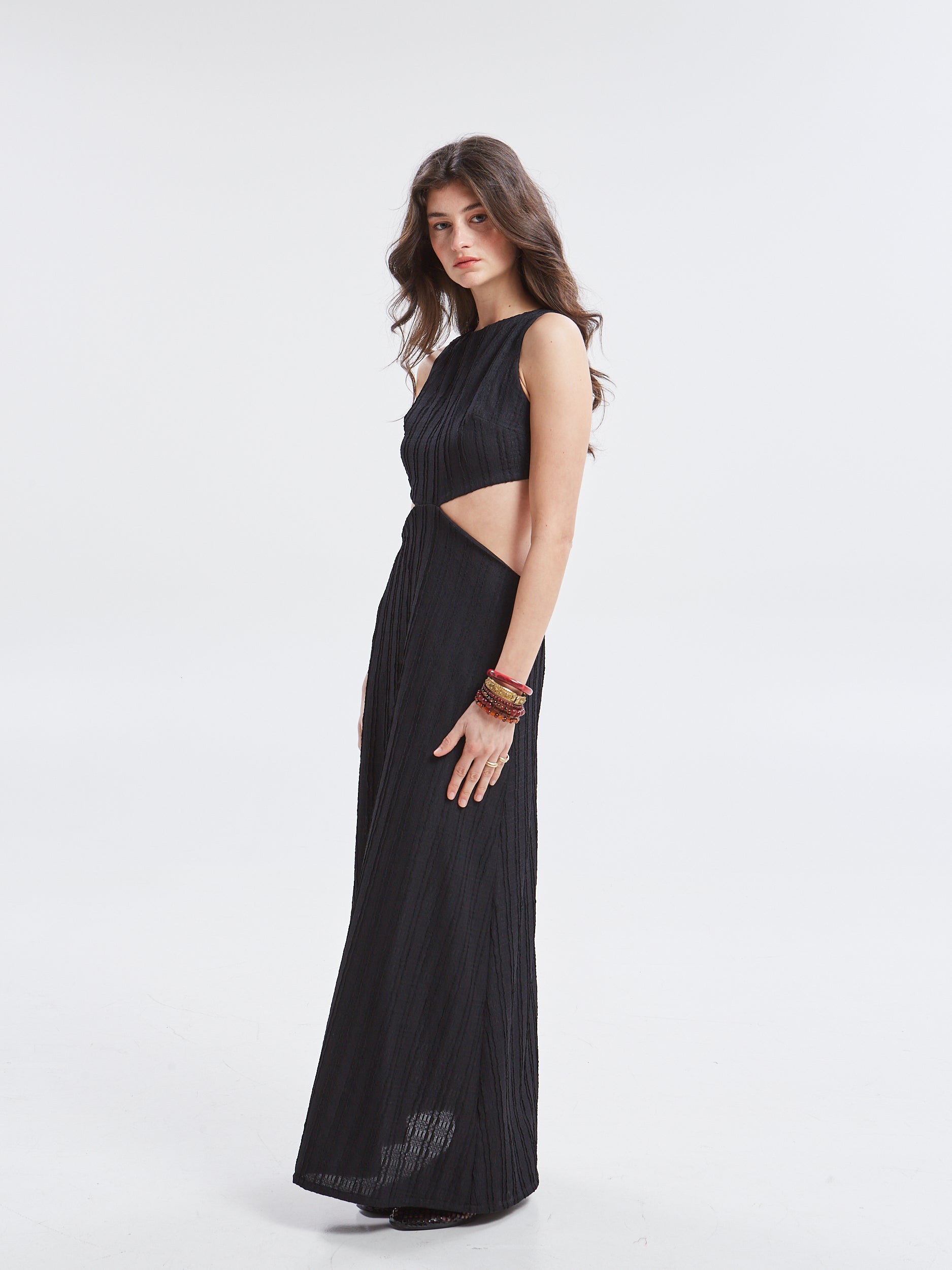 Lucina lace cut out black dress