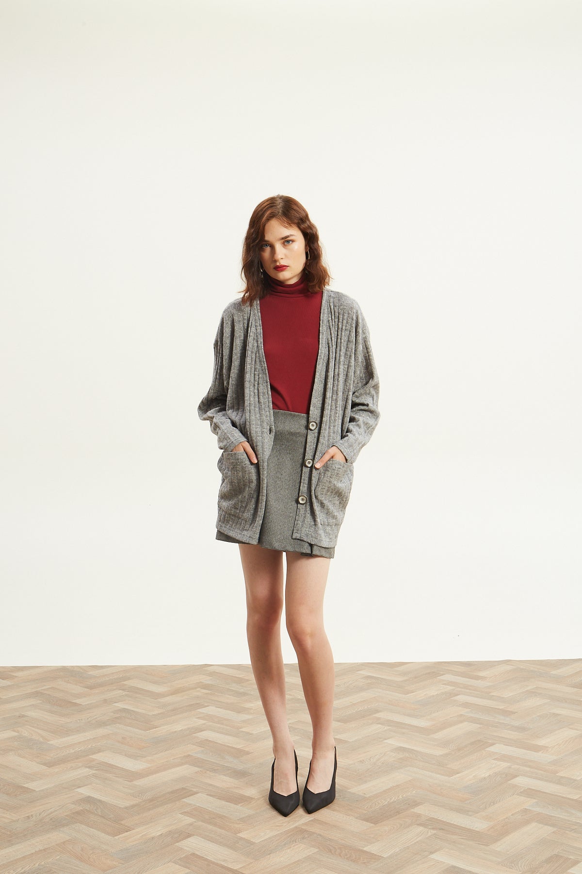 Celia knitted grey cardigan