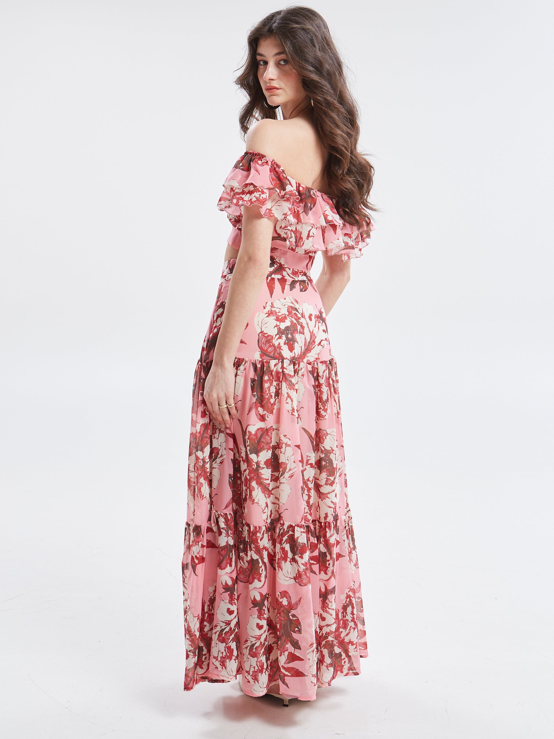 Oriane floral ruffle skirt