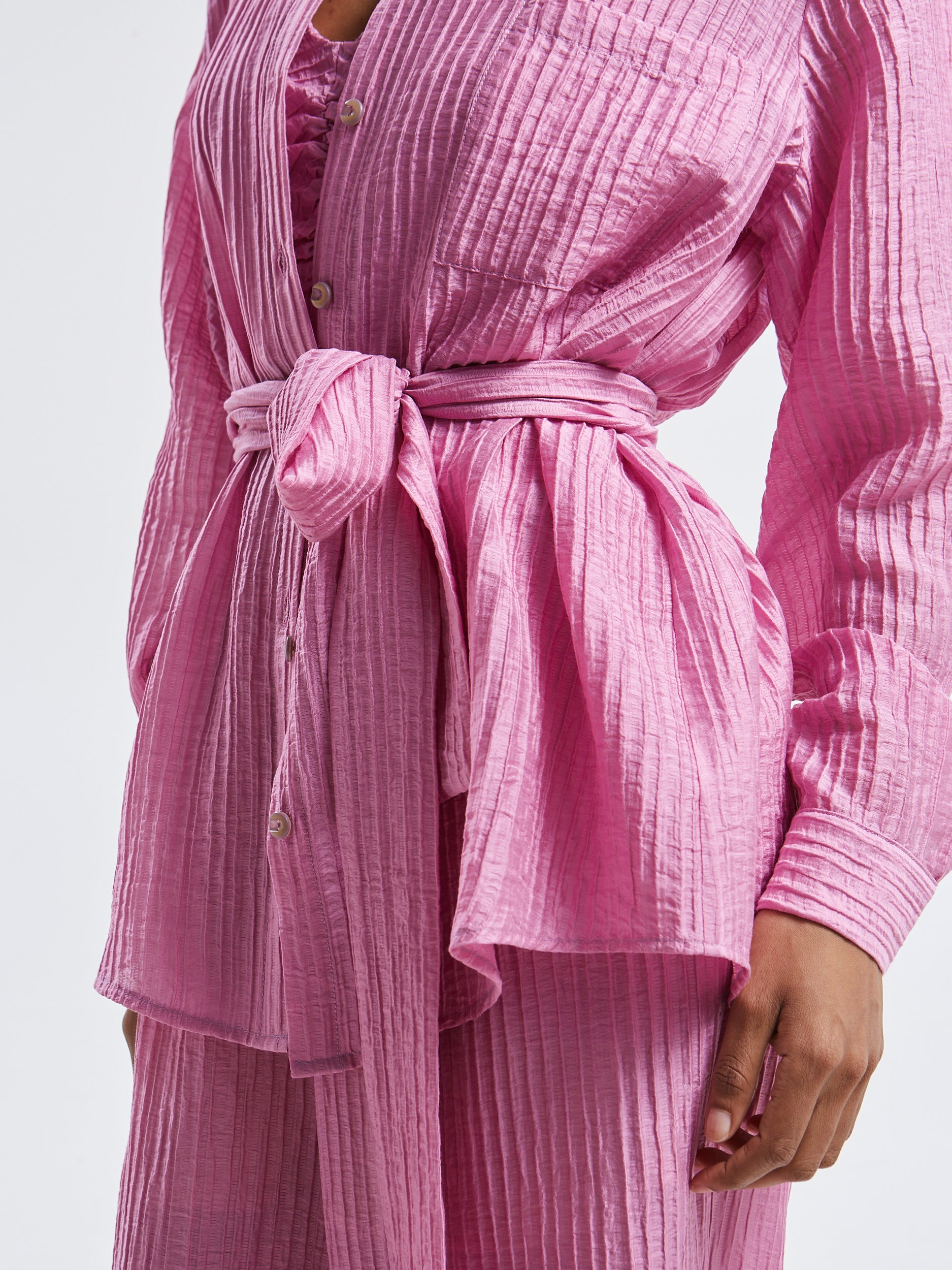 Zelia pleated pink shirt
