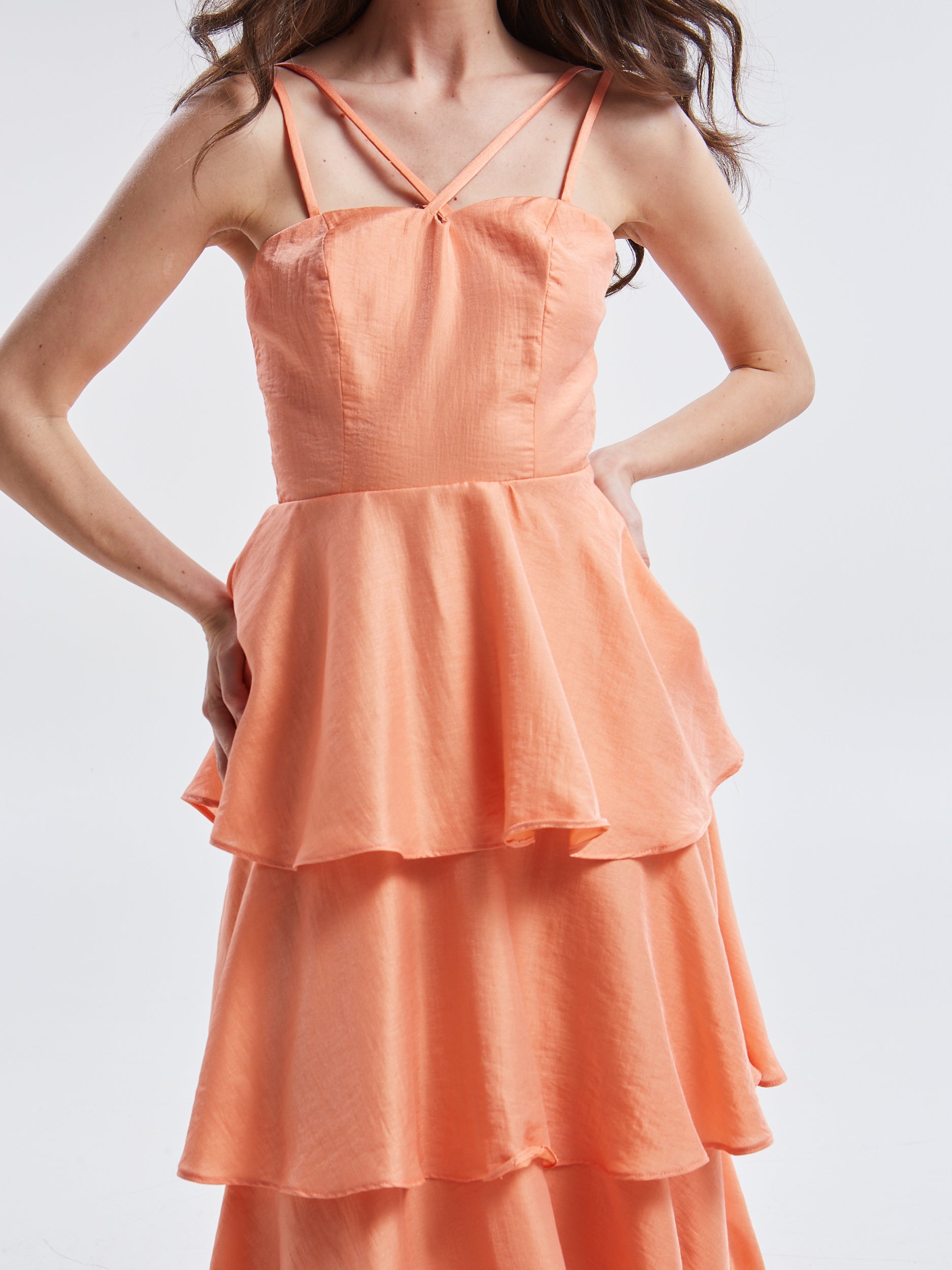 Esmee ruffle orange dress