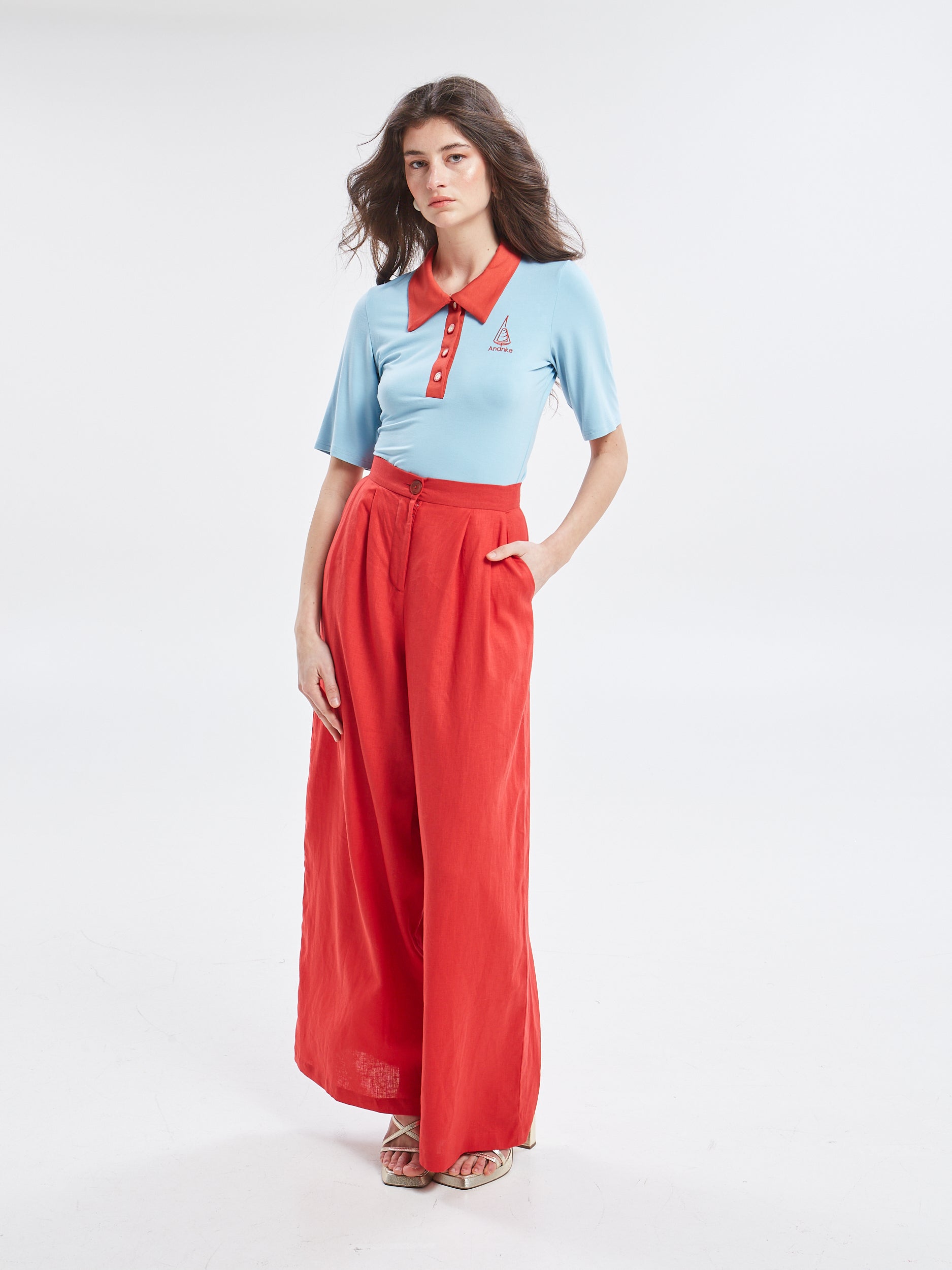 Maribel linen red pants