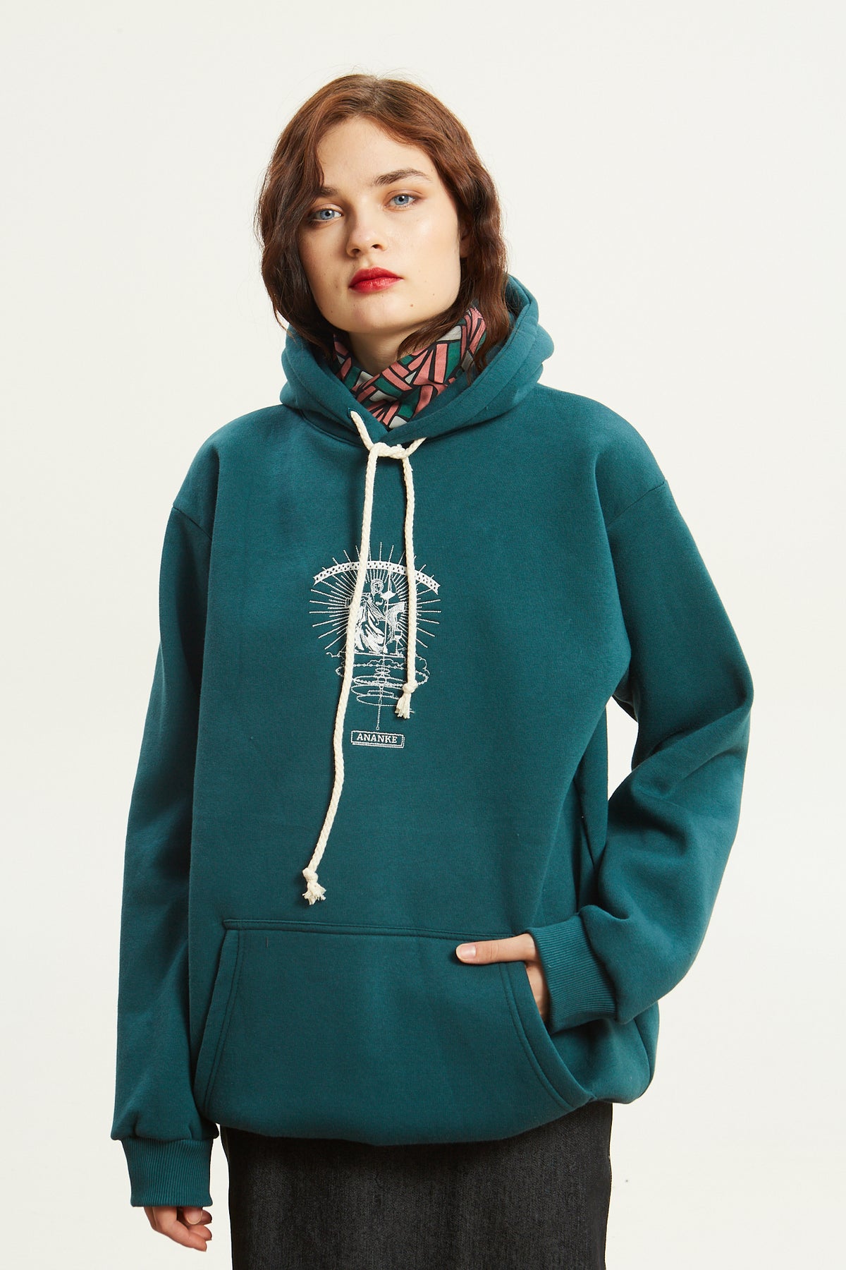Ananke goddess emerald hoodie