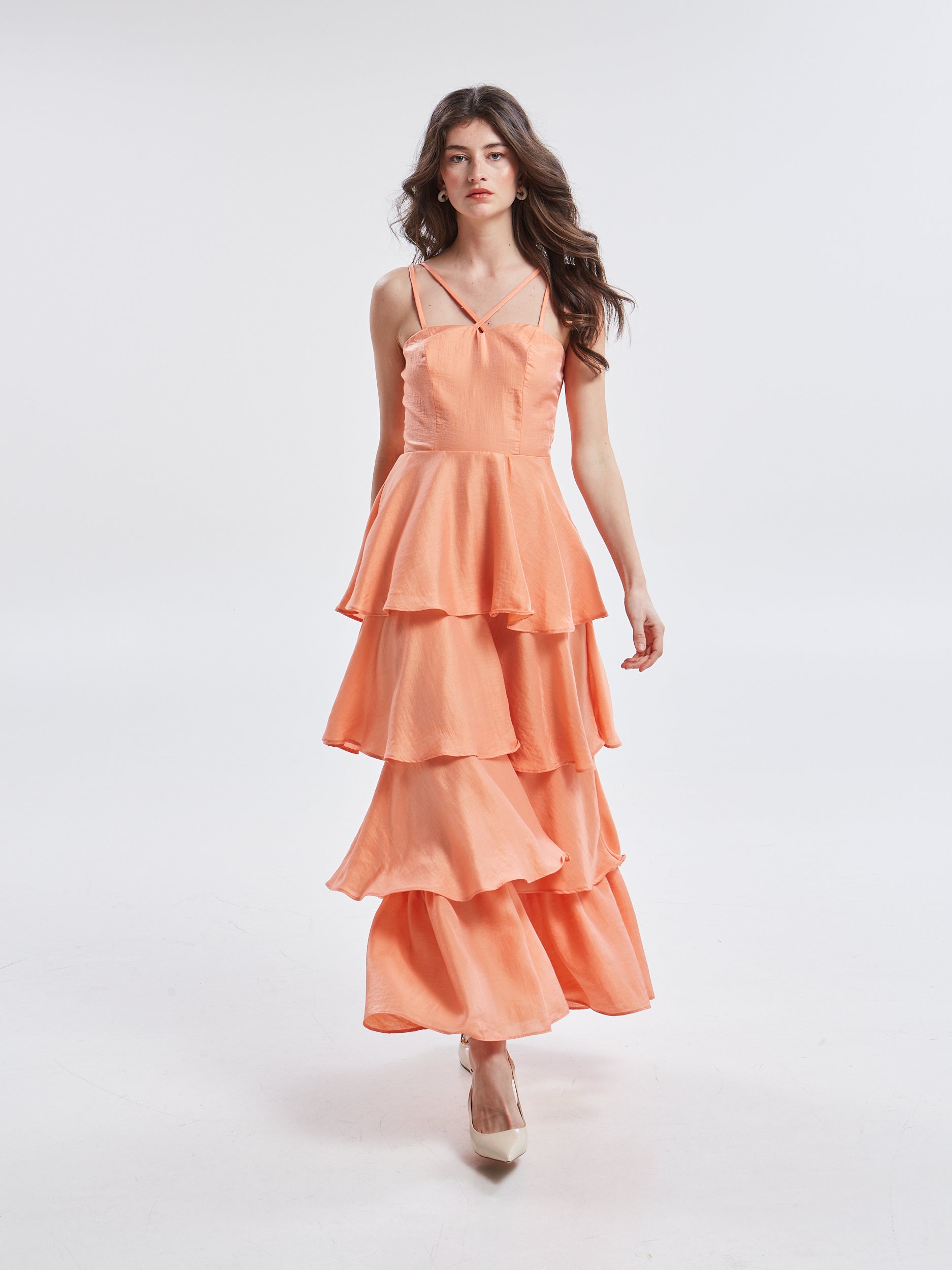 Esmee ruffle orange dress