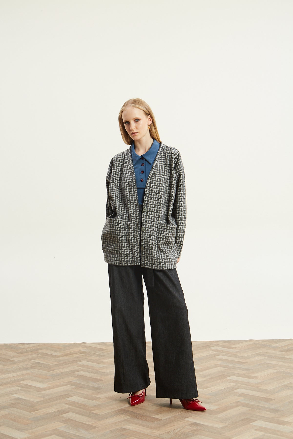 Leslie pied de poule grey cardigan