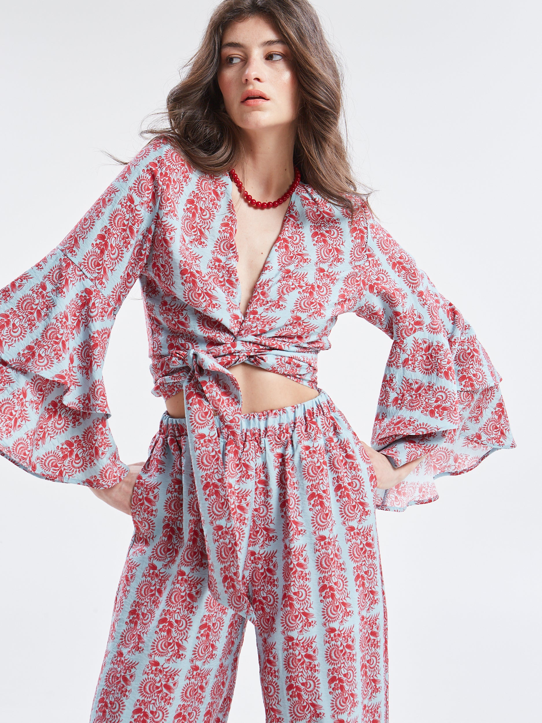 Frances rayon floral wrap top