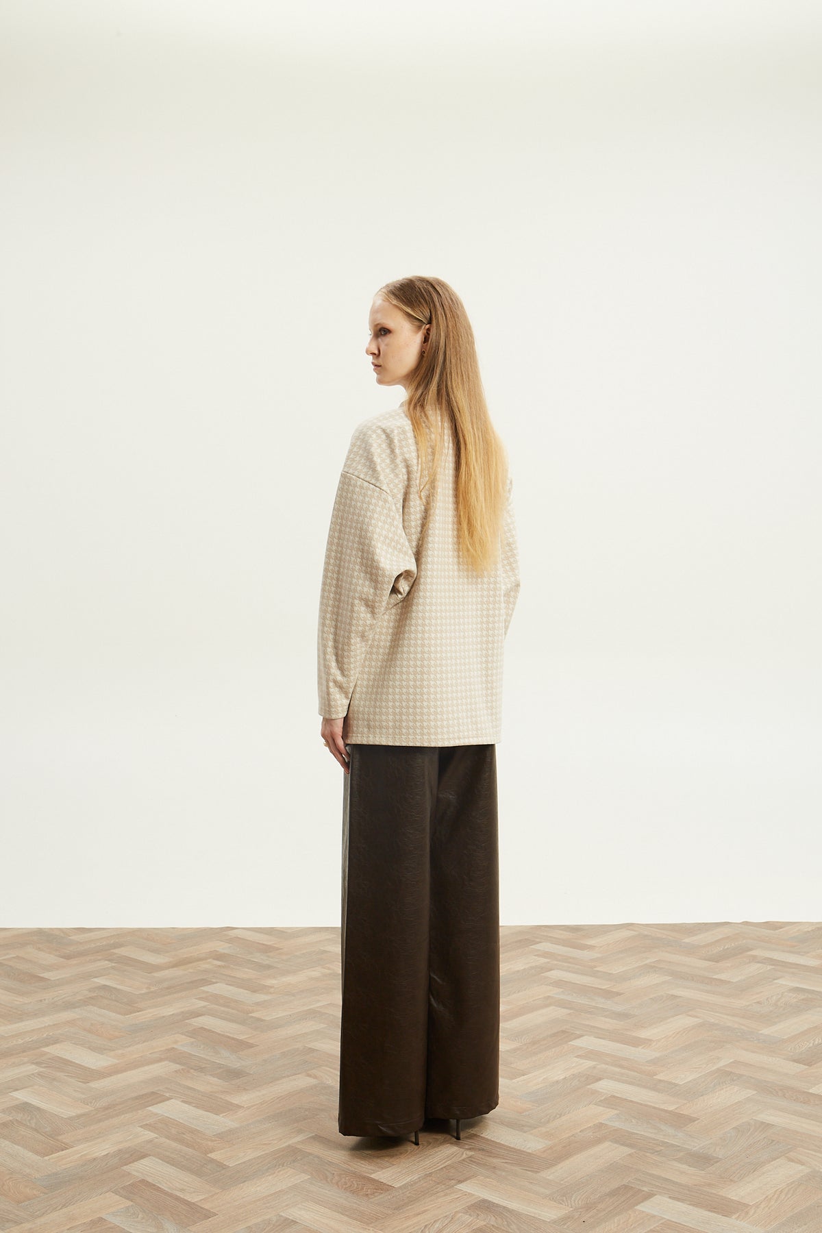 Leslie pied de poule beige cardigan