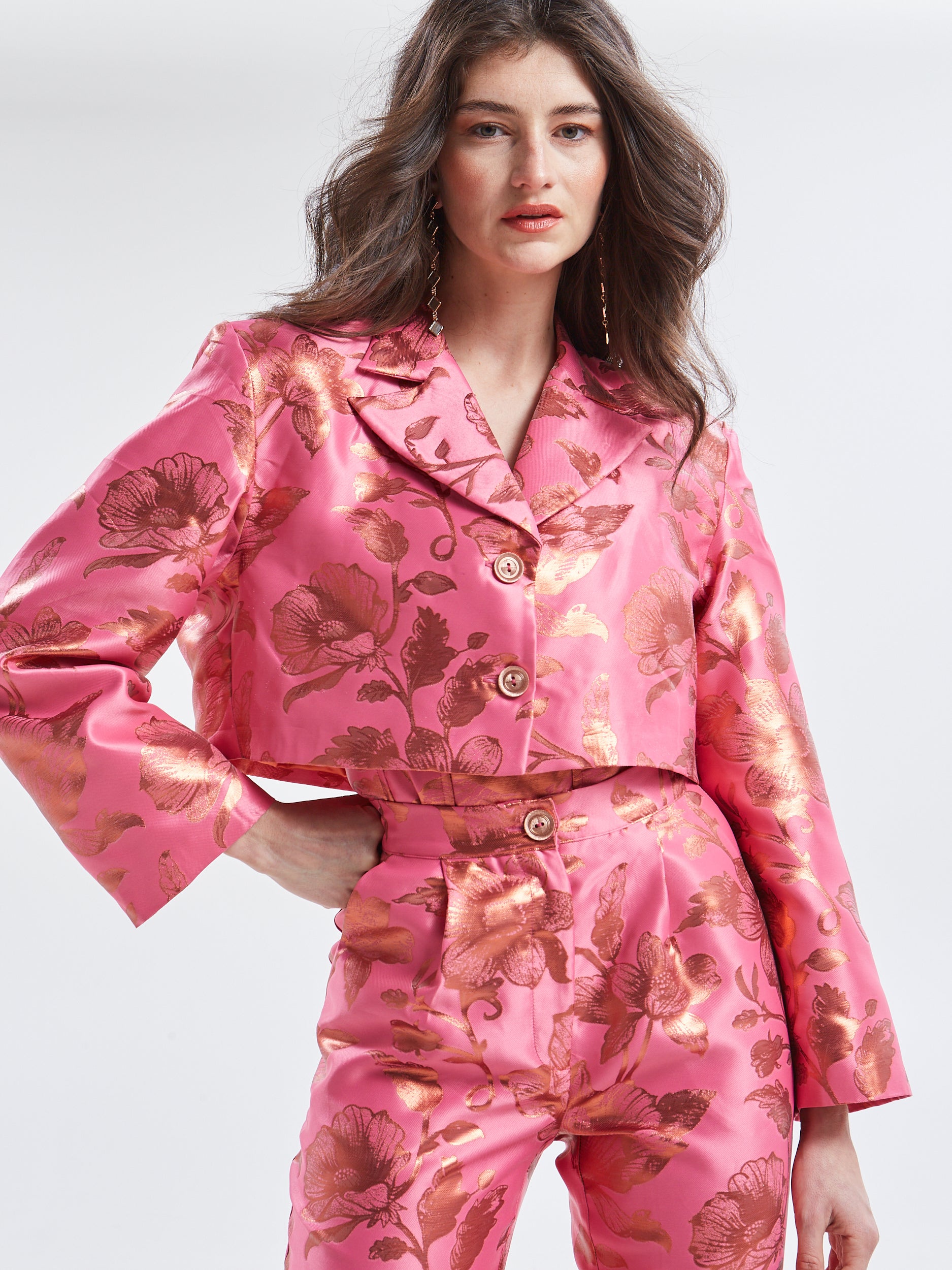 Solene brocade cropped blazer
