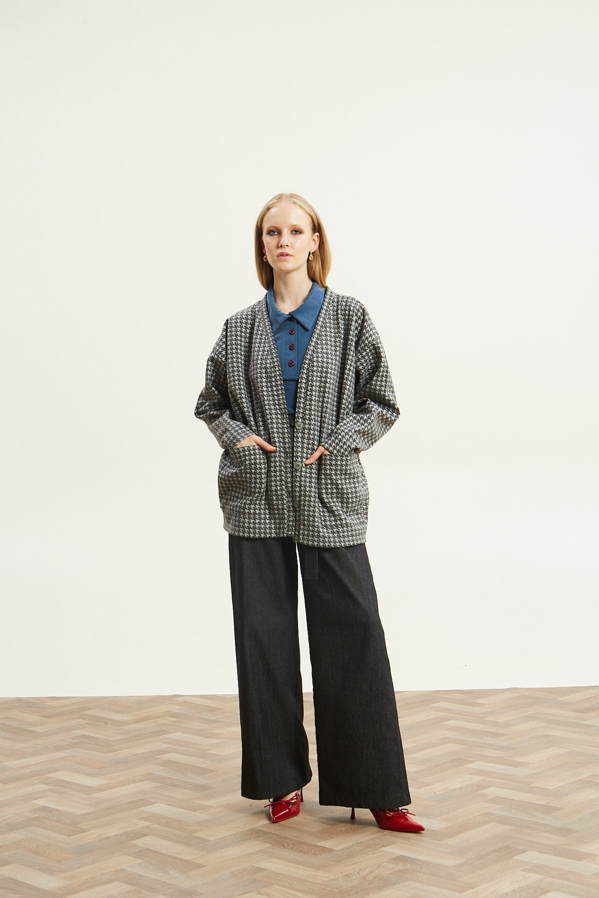 Leslie pied de poule grey cardigan
