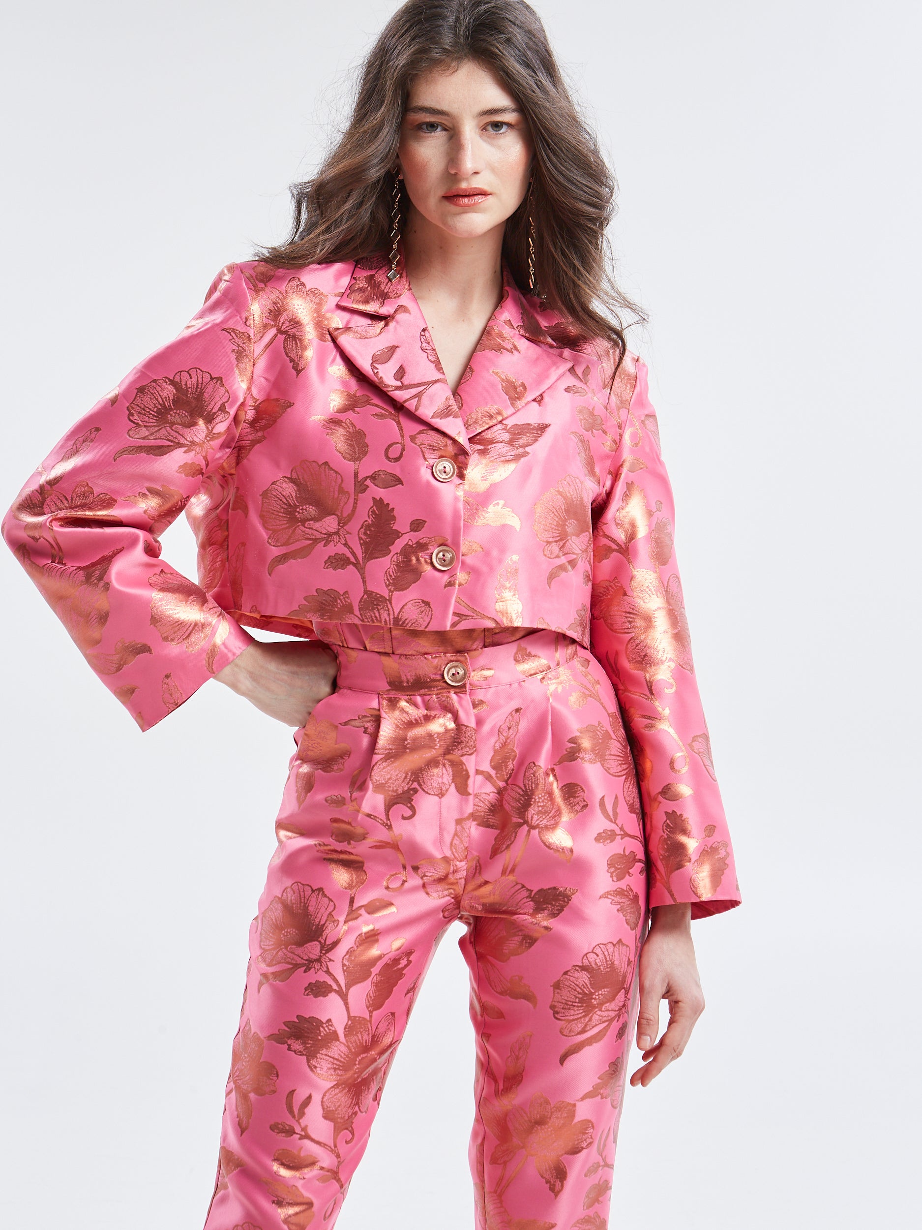 Solene brocade cropped blazer