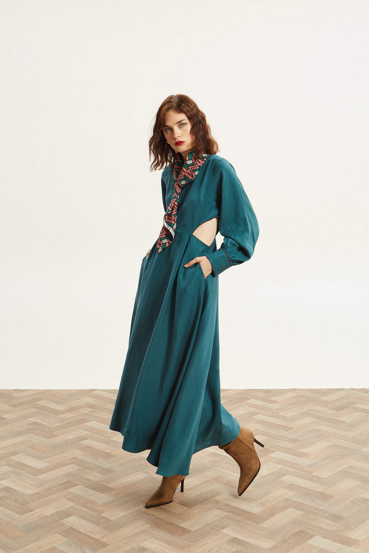 Yuna cut out emerald dress
