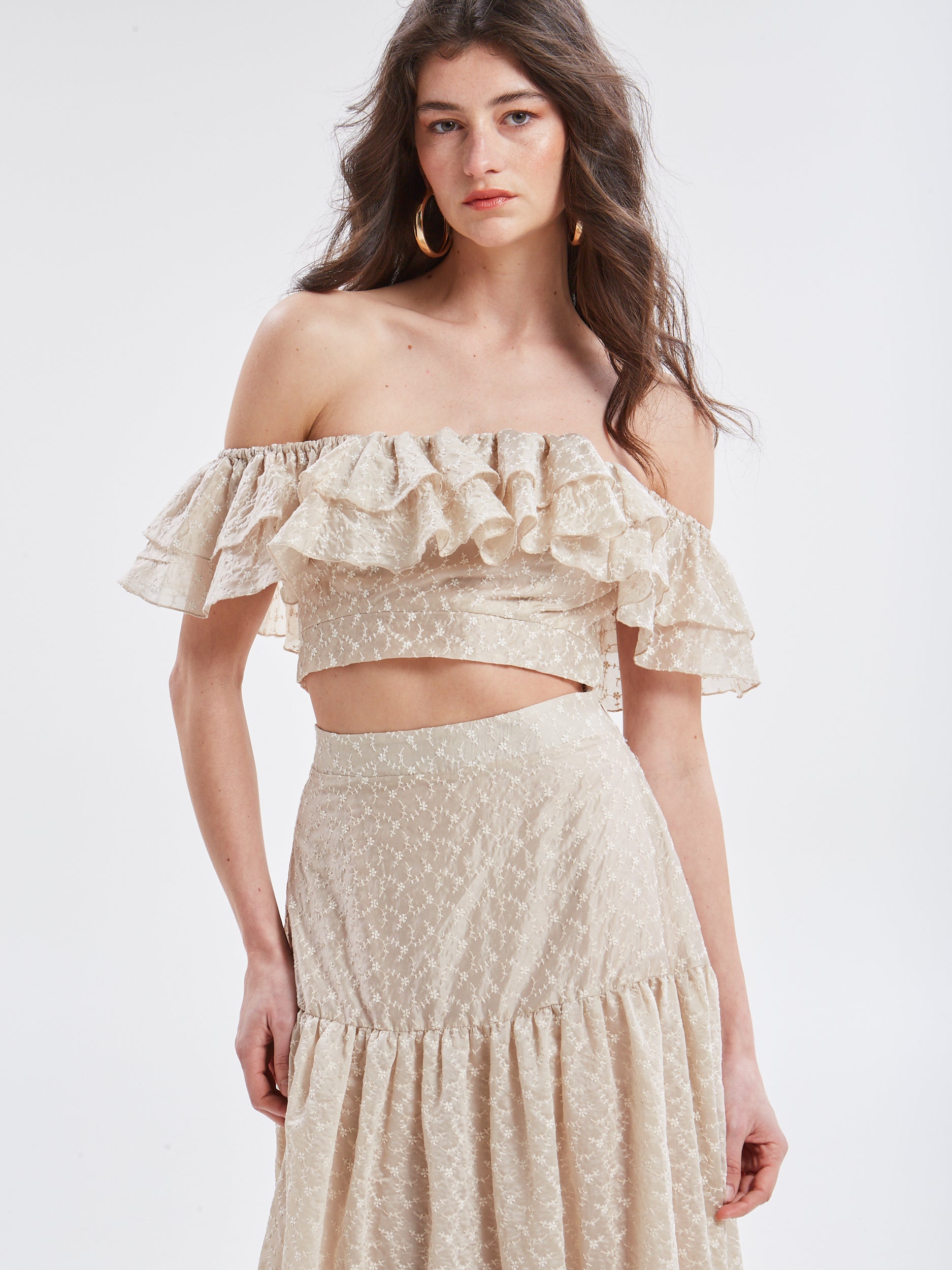 Kaira embroidered ruffle top