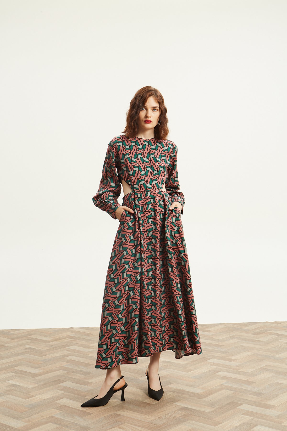 Amora printed cut out dress